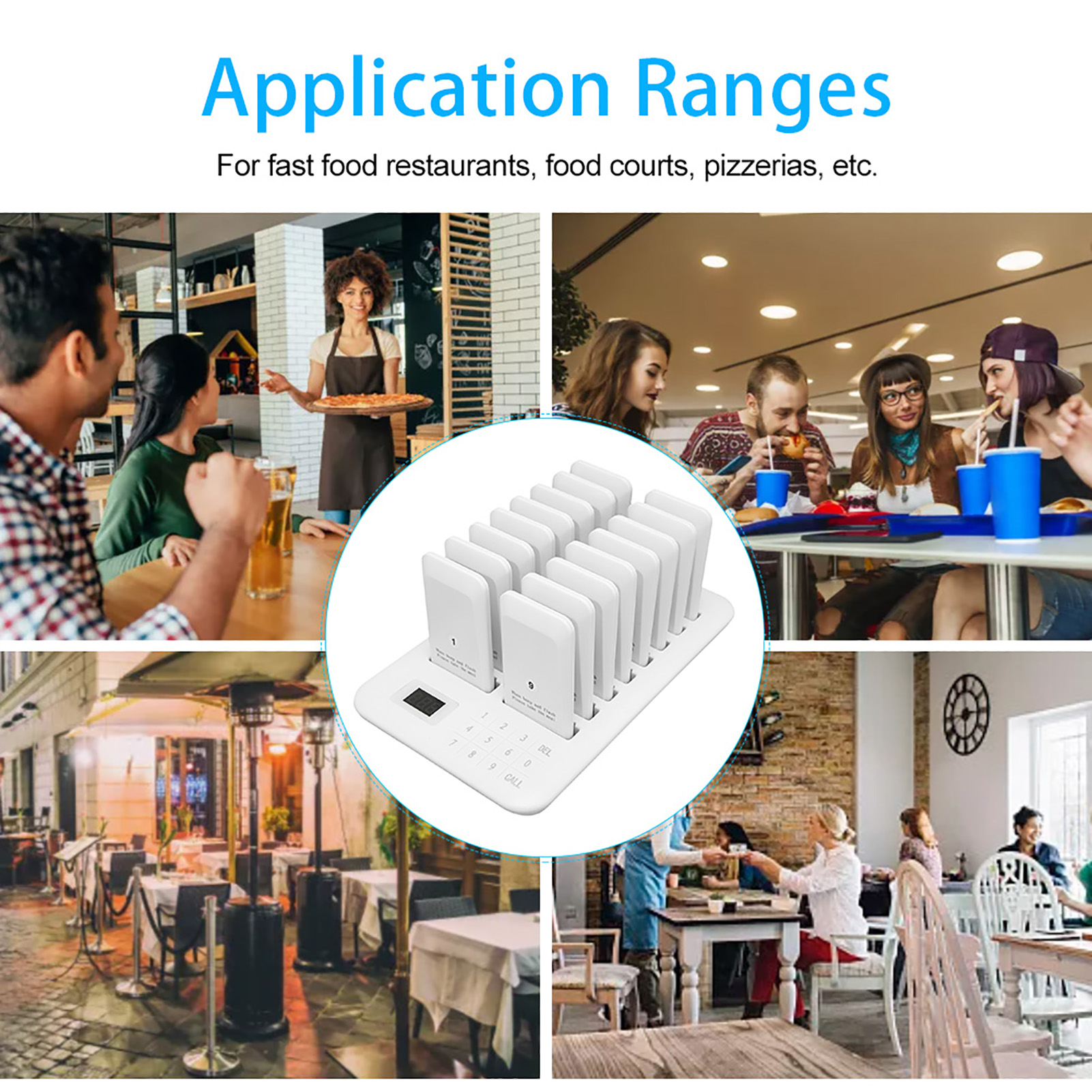 Wireless Calling System 1 Host Controls 16 Pager 800m Transmission White Res ZZ1 - Photo 16/21