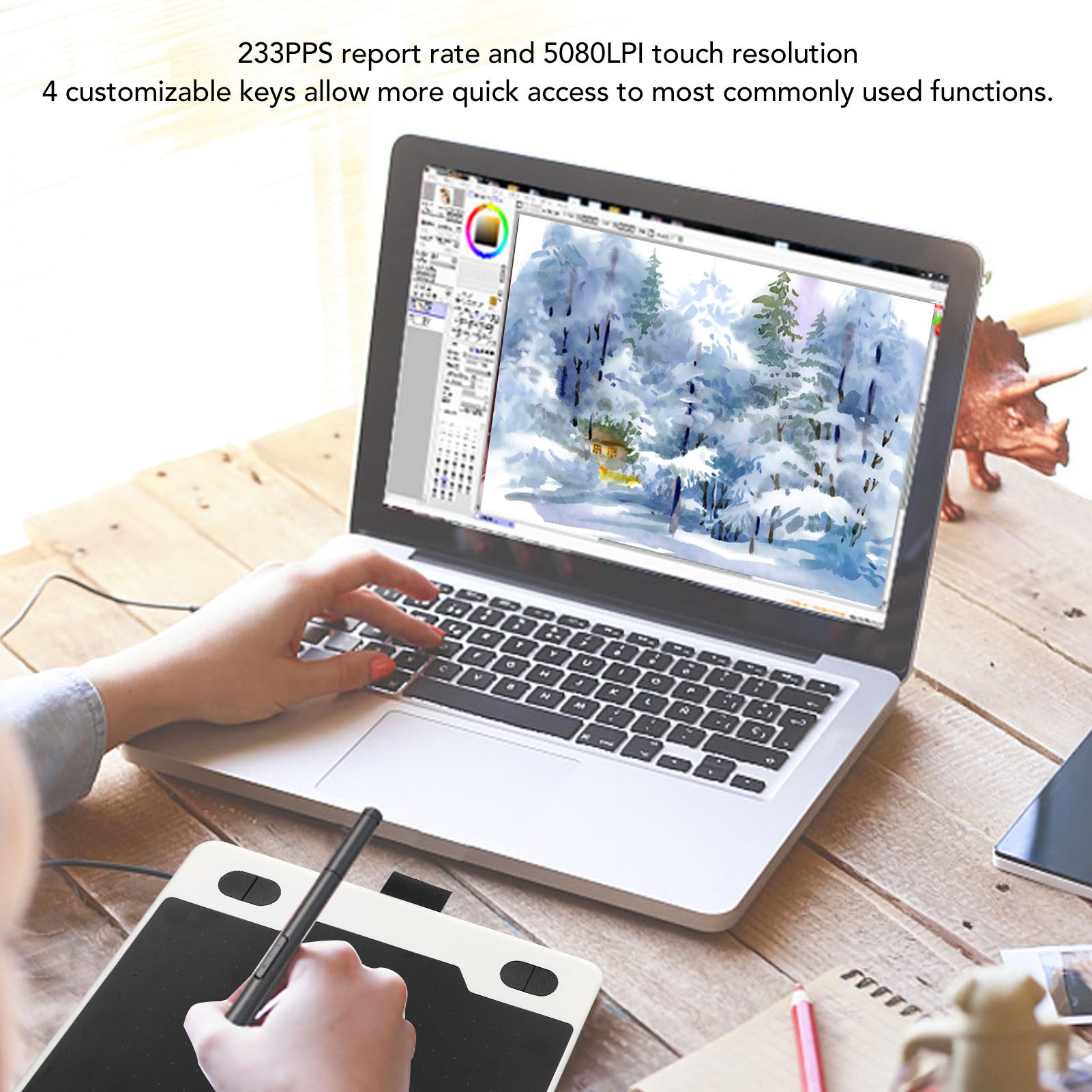 Graphics Drawing Tablet 155x100mm 233 PPS 5080 LPI 8192 Le-vels Stylus 4 Cus SAL - Afbeelding 27 van 31
