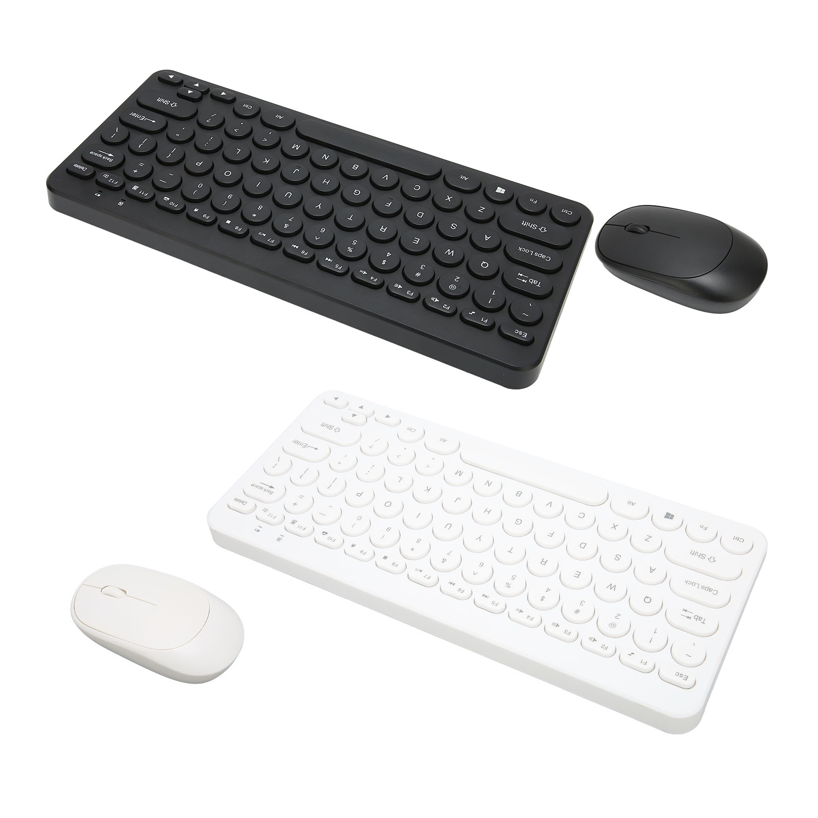 2.4G Wireless Keyboard Mouse Combo 78 Key Retro Round Keycap Mute Buttons Erg FY - Afbeelding 28 van 30
