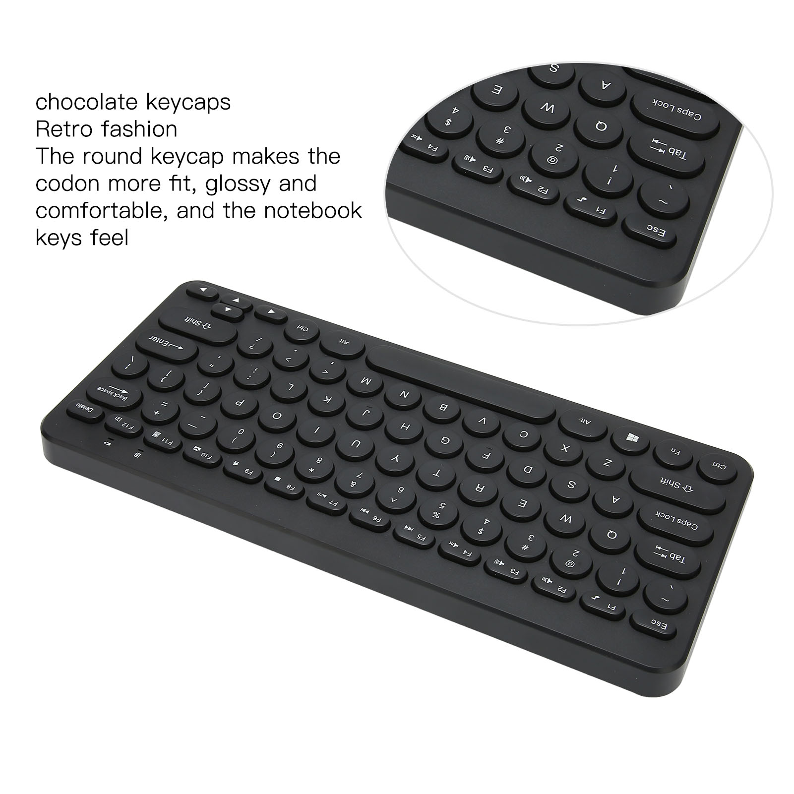 2.4G Wireless Keyboard Mouse Combo 78 Key Retro Round Keycap Mute Buttons Er Hot - Afbeelding 26 van 30
