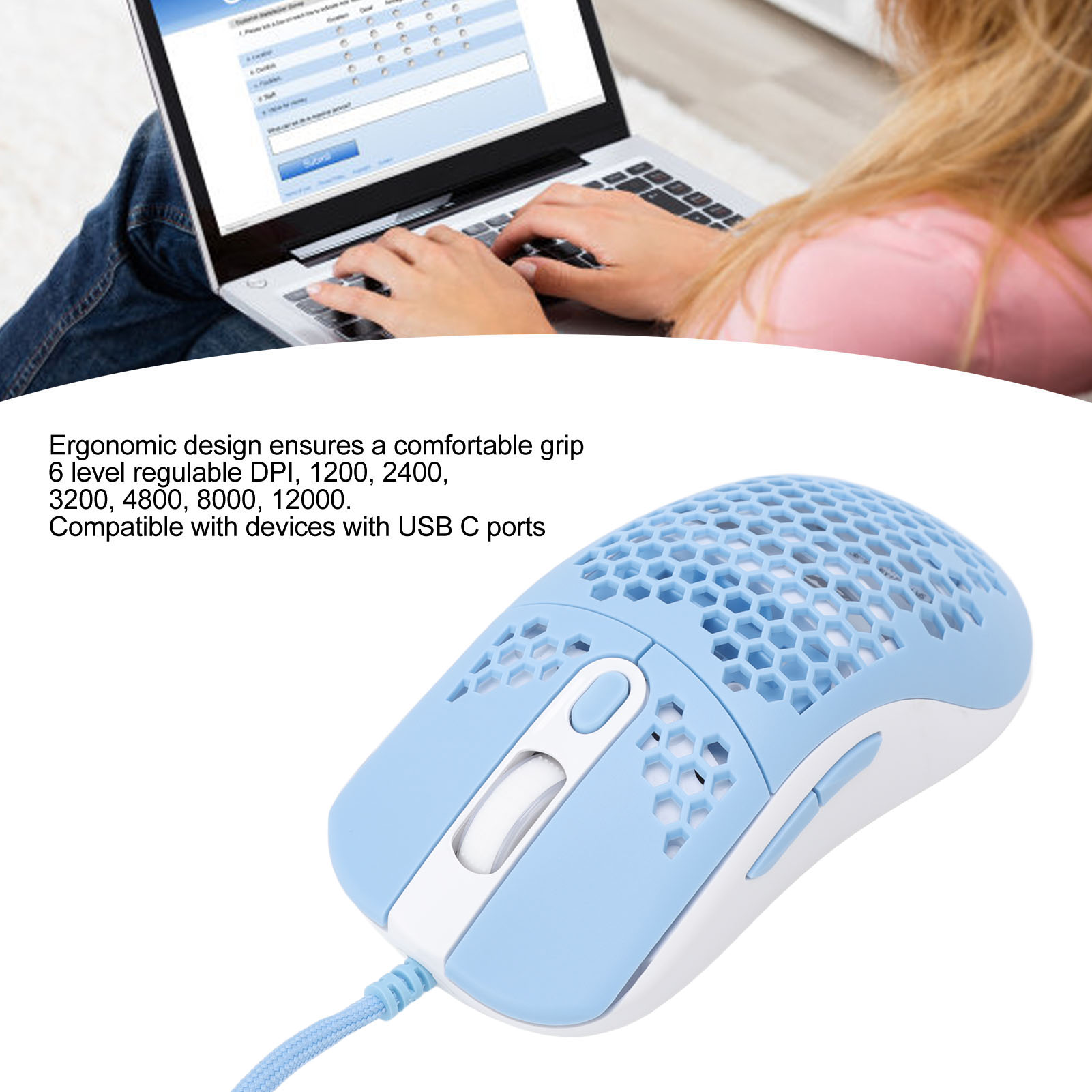 RGB Mouse Cellular Hollow Design Lightweight Wired Backlight 12000DPI 6 Leve BST - Picture 26 of 29