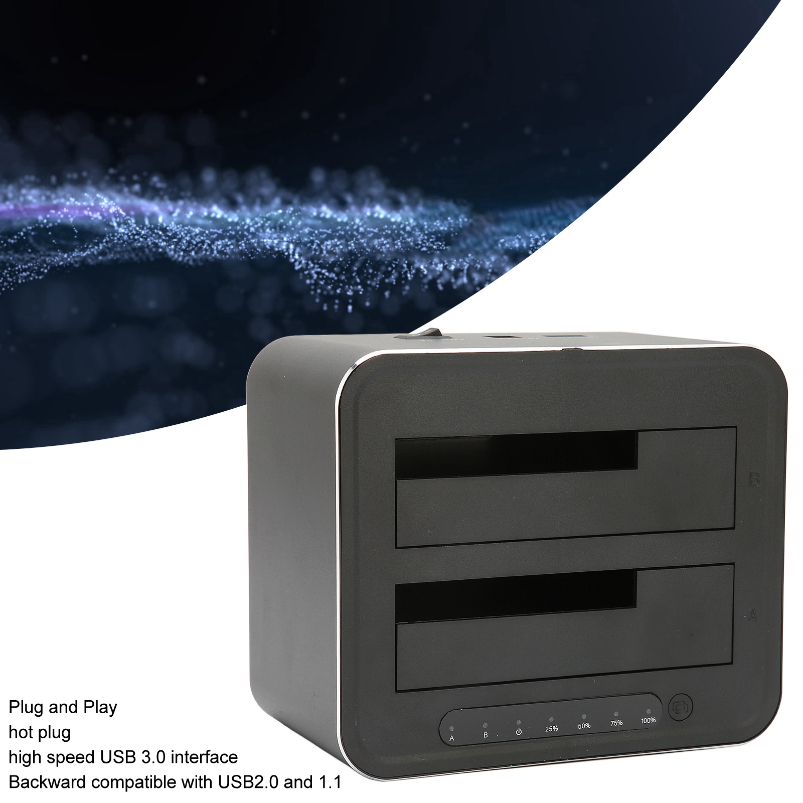 USB 3.0 To Dual Slot HDD Docking Station Offline Clone Supports 2x 16TB CB - Afbeelding 9 van 13