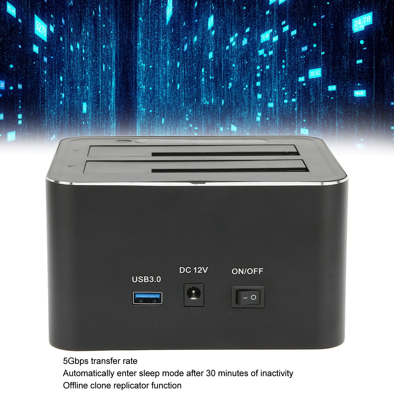 USB 3.0 To Dual Slot HDD Docking Station Offline Clone Supports 2x 16TB CB - Afbeelding 12 van 13