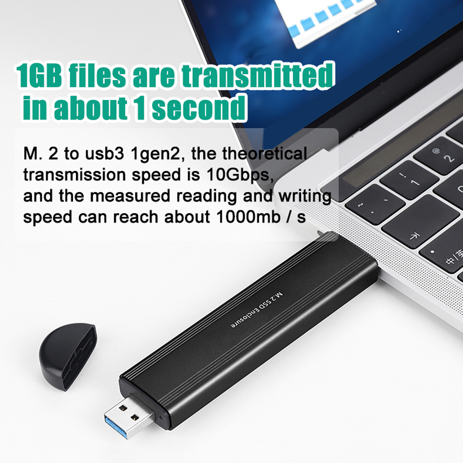 M.2 NVME NGFF SSD Enclosure Type C USB3.0 Dual Head Transmission SSD Enclosur CB - Afbeelding 28 van 30