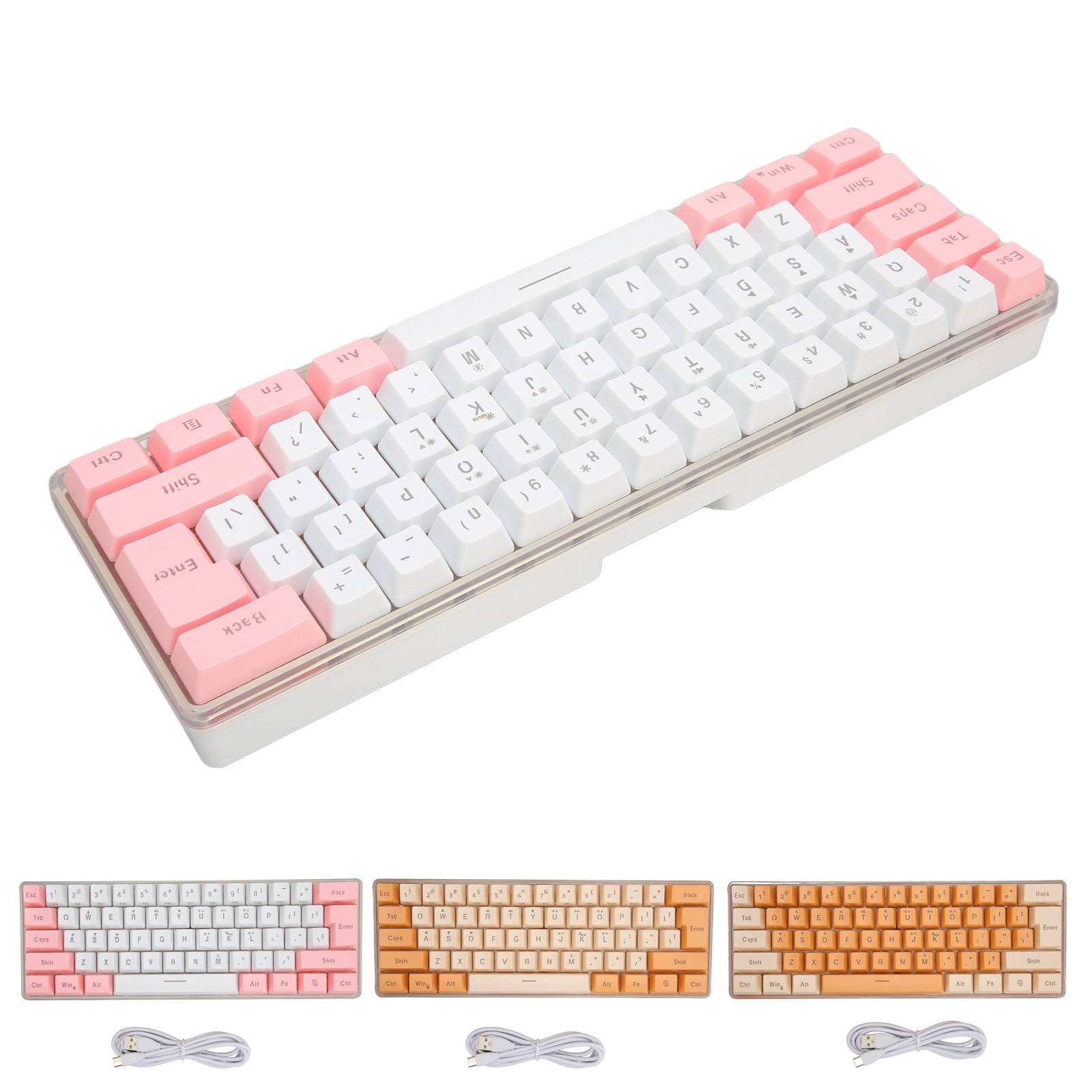 Gaming Keyboard USB 61 Keys Contrast Color RGB Light Key Line Separation Mech CB - Bild 29 von 30