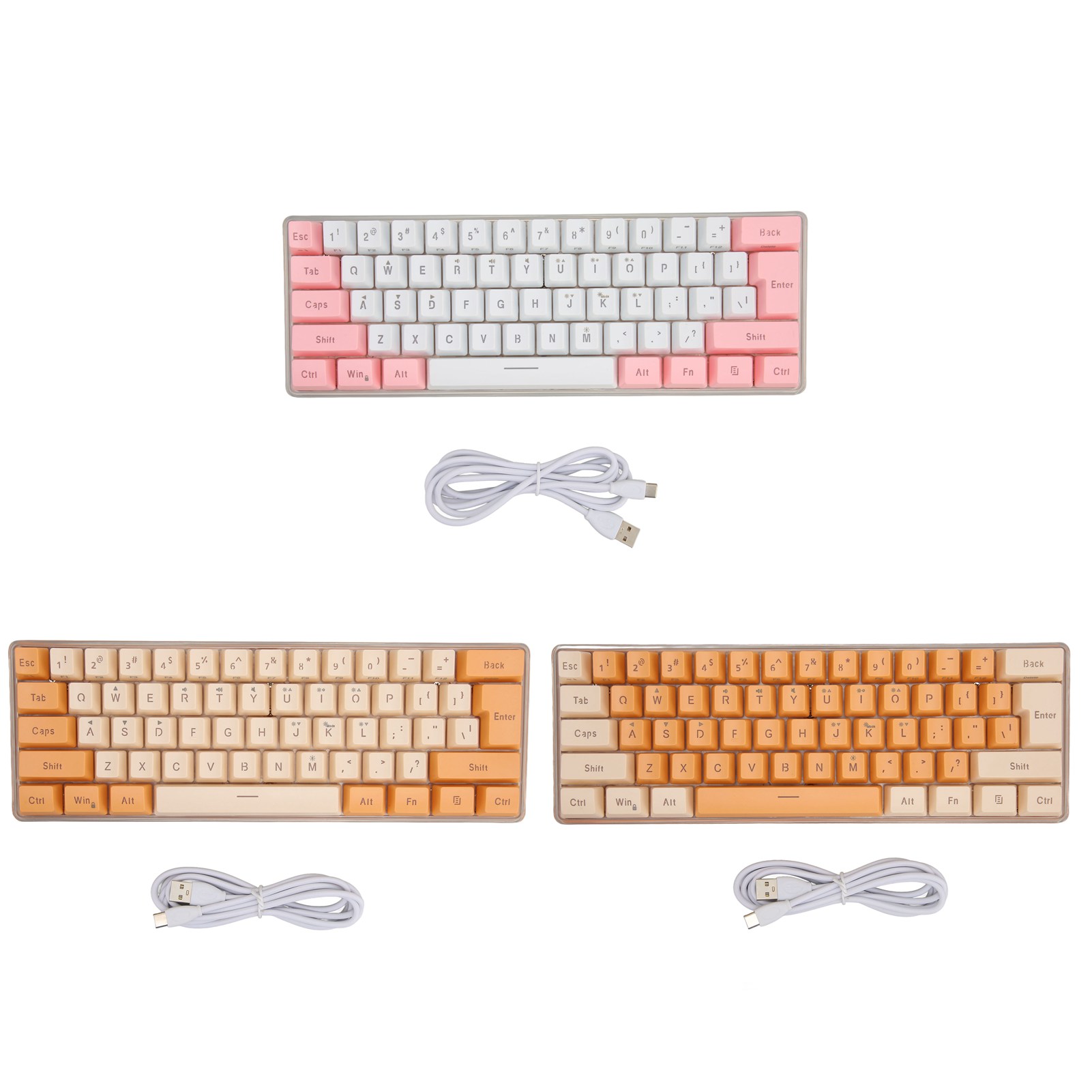 Gaming Keyboard USB 61 Keys Contrast Color RGB Light Key Line Separation Mech CB - Bild 28 von 30