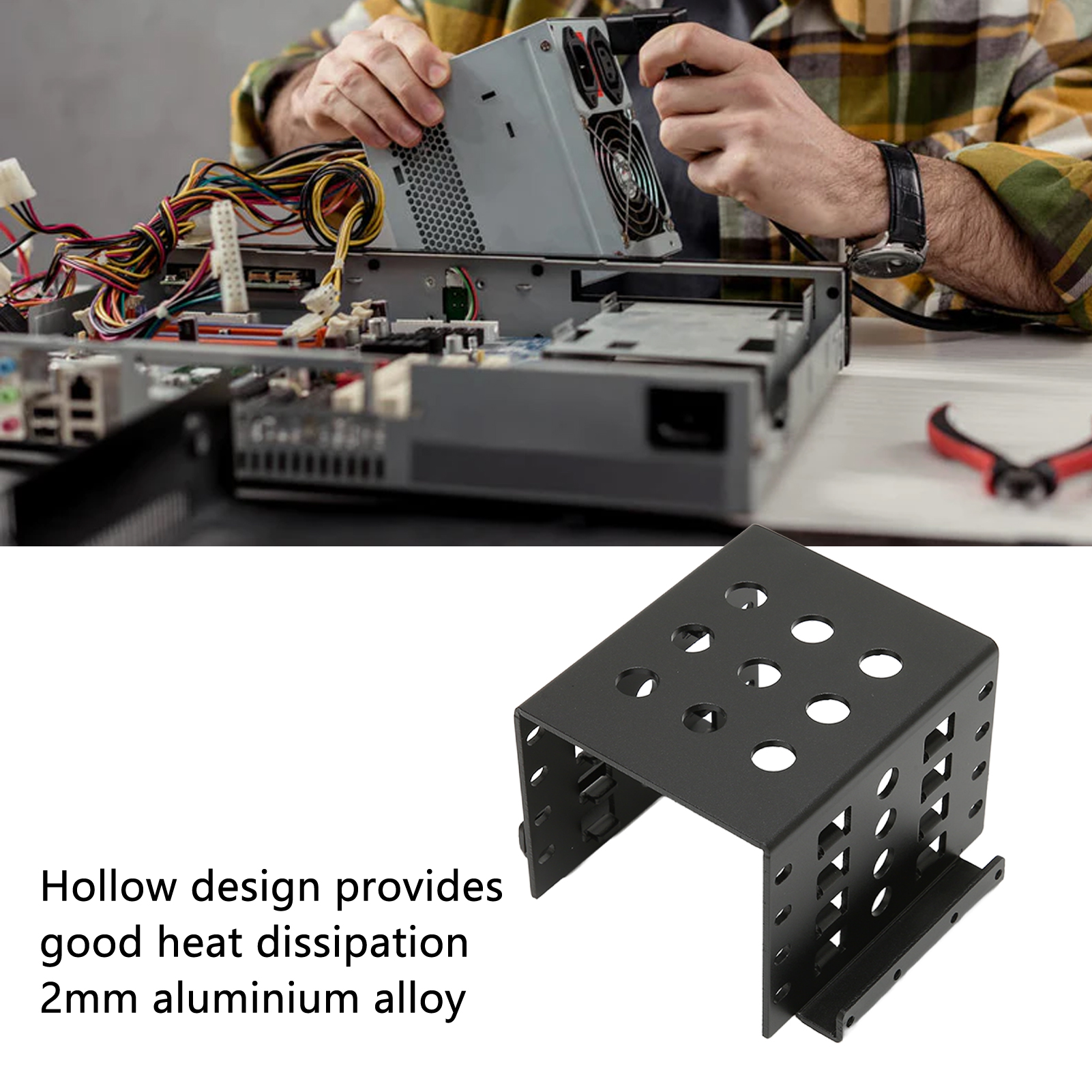 2.5in HDD Mounting Rack Hollow Design High Hardness 2.5in Hard Drive Cage Fo NEW - Zdjęcie 14 z 18