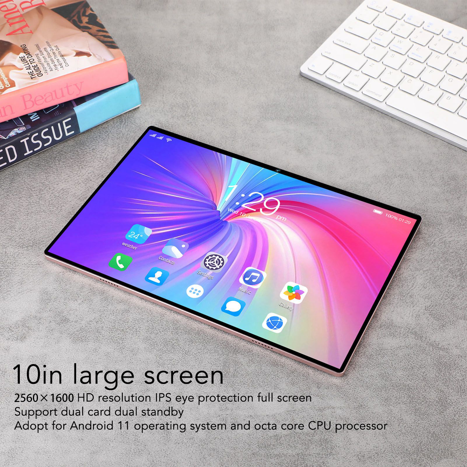 10in Tablet Gold 4G Call 6GB 128GB RAM Front 800w Rear 2000w 2560x1600 Porta GHB - Picture 29 of 33