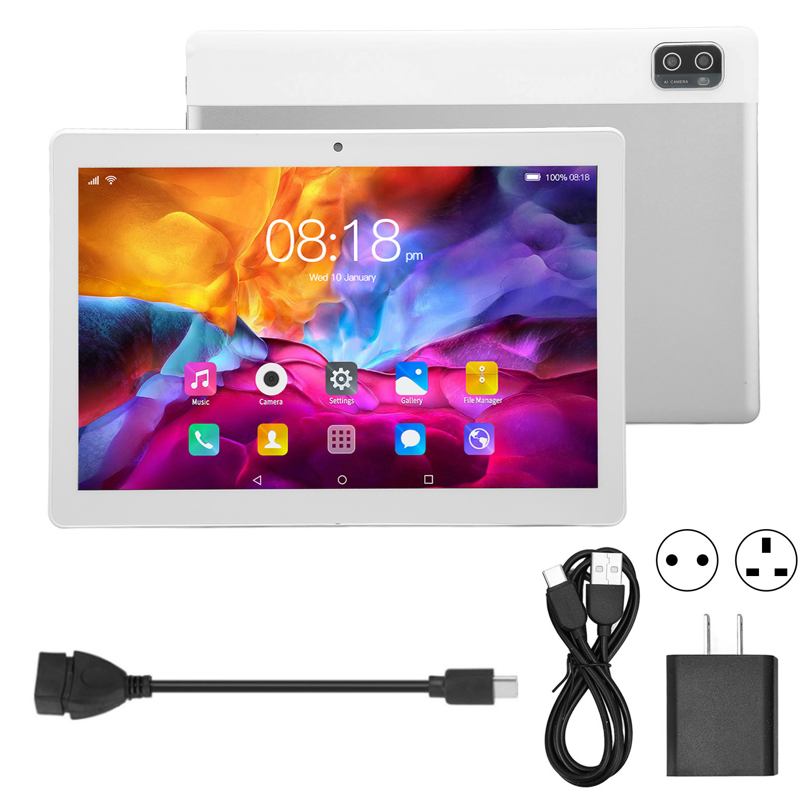 10.1in Tablet Silver 5G WiFi Calling For 12 6GB 128GB 1960x1080 Reso Fit - Picture 30 of 33
