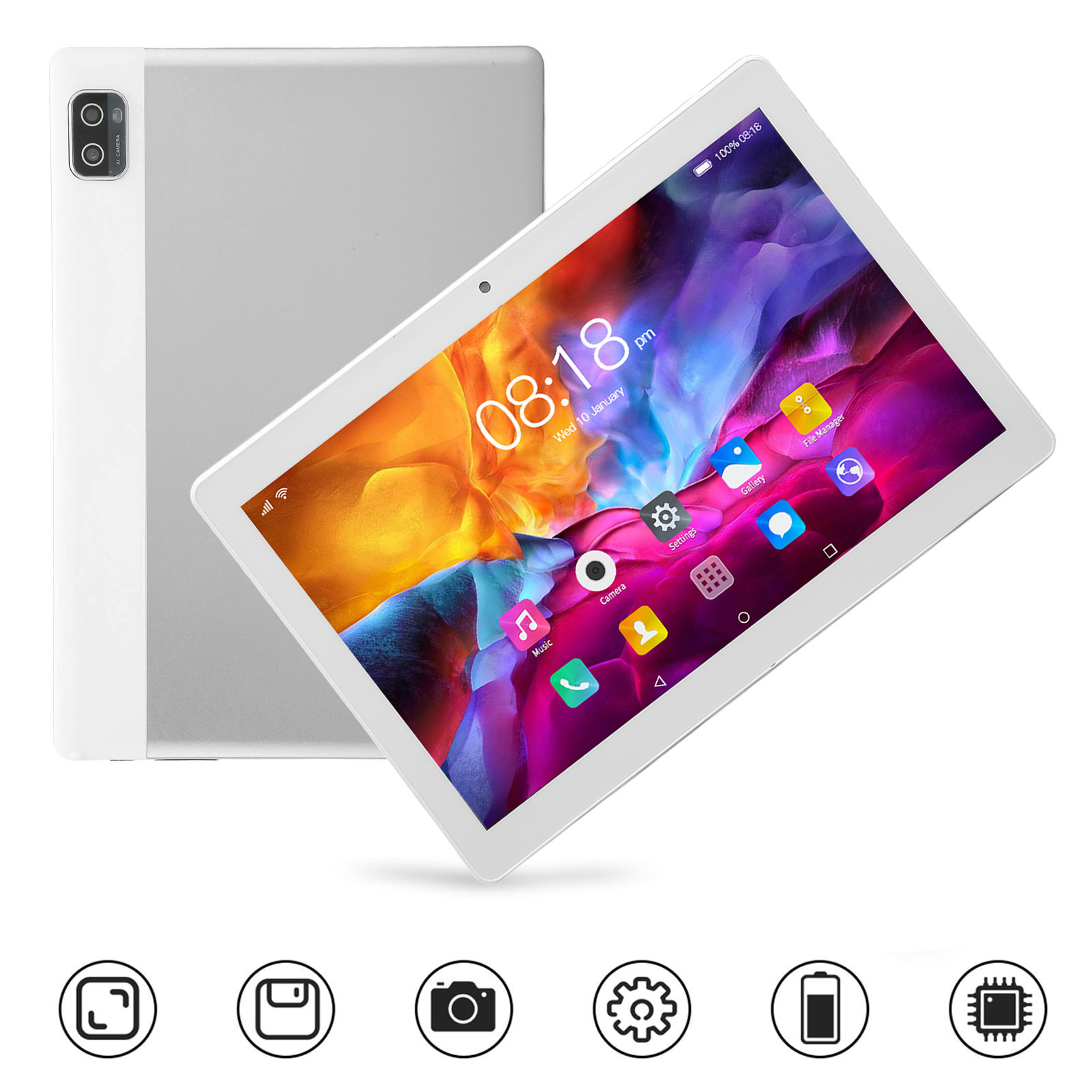 10.1in Tablet Silver 5G WiFi Calling For 12 6GB 128GB 1960x1080 Reso Fit - Picture 29 of 33