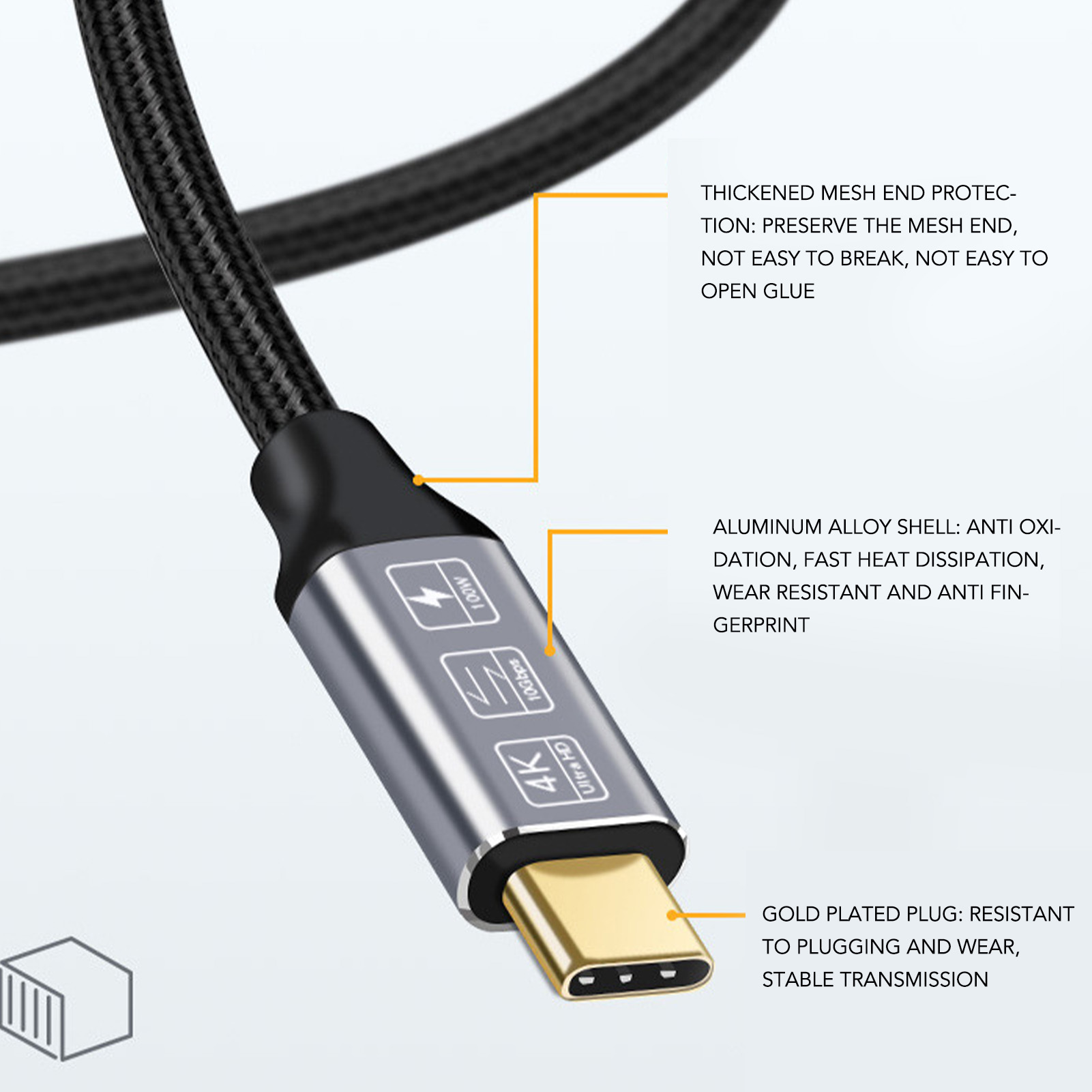 USB C To USB C 3.1 Gen 2 Cable 100W 20V 5A Power Delivery 4K 60Hz Video Outp ECM - Photo 15 sur 21