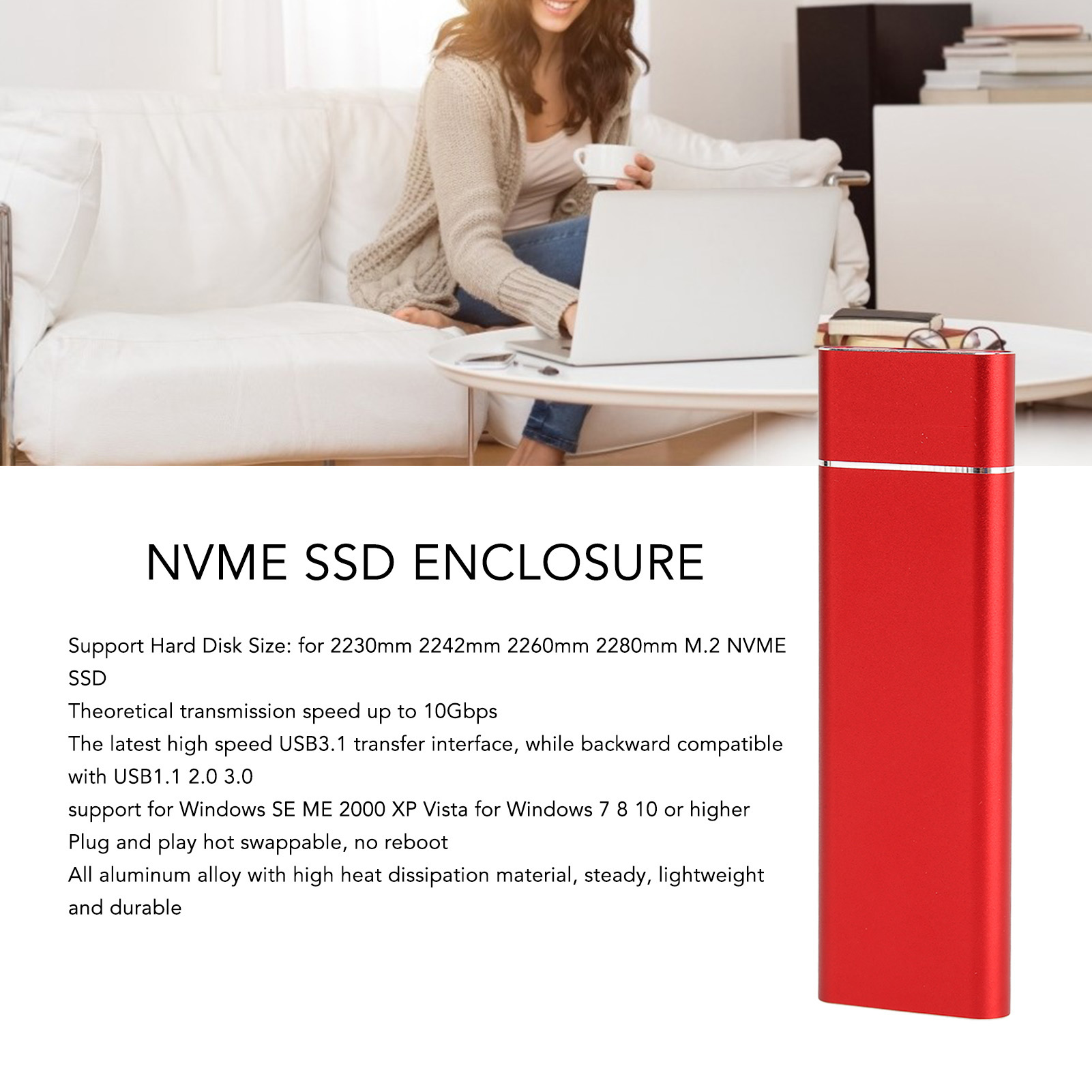 SSD Enclosure M.2 PCIE NVMe Dual Protocol SSD Enclosure Type C High S GS0 - Picture 19 of 21