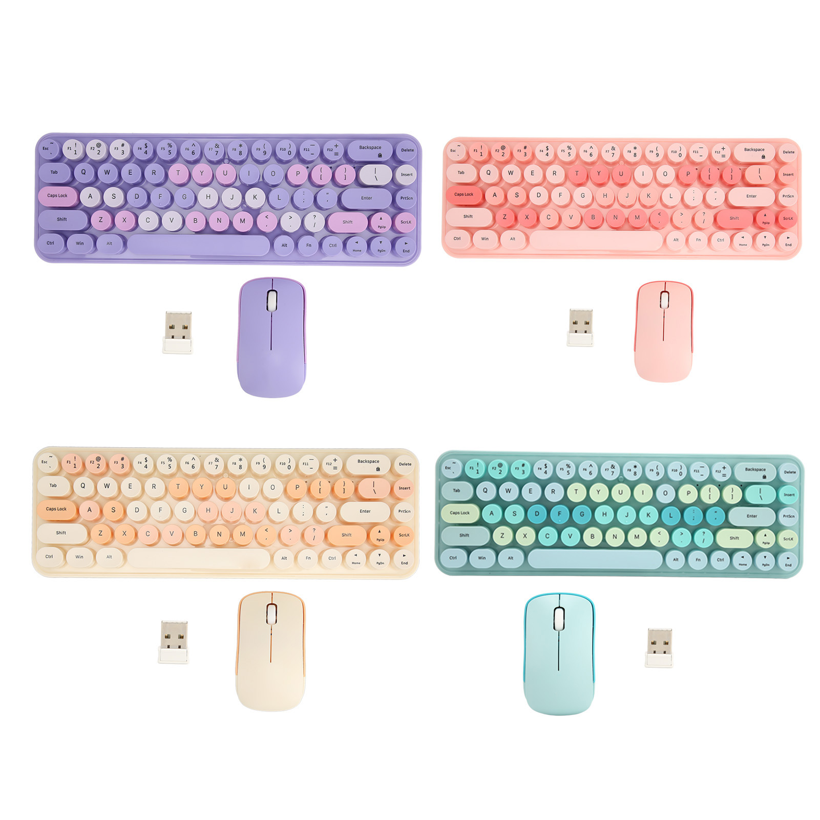 USB Keyboard Mouse 2.4G Wireless 68 Keys Low Consumption Retro Cute ABS Gami Hot - Afbeelding 25 van 36