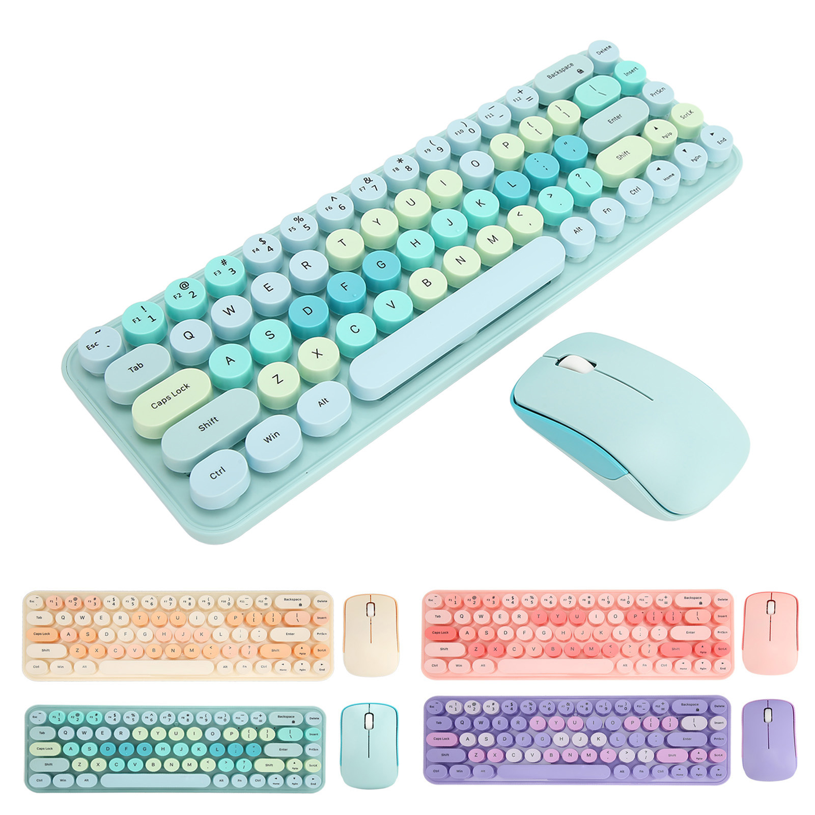 USB Keyboard Mouse 2.4G Wireless 68 Keys Low Consumption Retro Cute ABS Gami Hot - Afbeelding 30 van 36