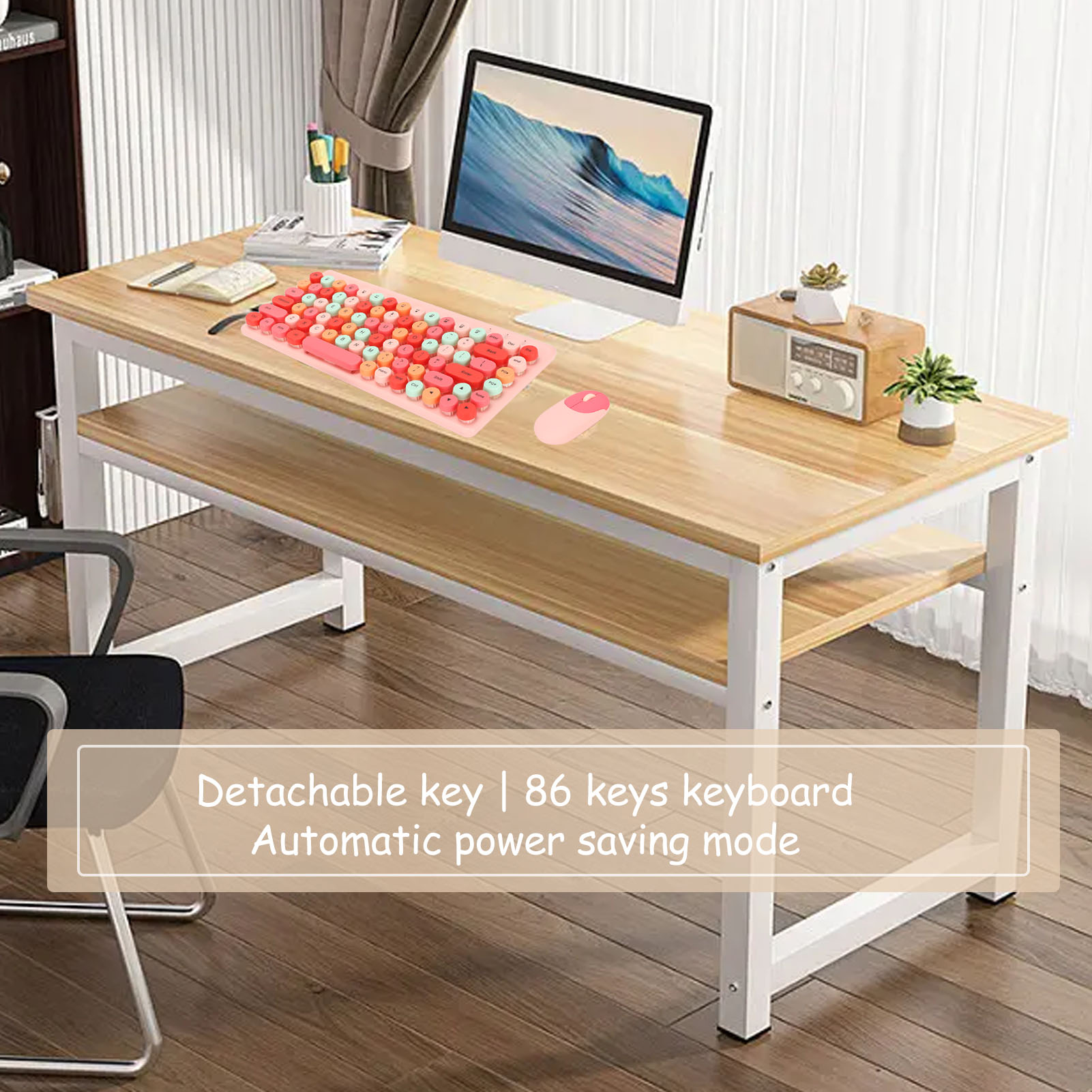 Wireless Keyboard Mouse Combo 2.4GHz Wireless Mouse 86 Keys Colorful Keyboard DB - Afbeelding 17 van 24