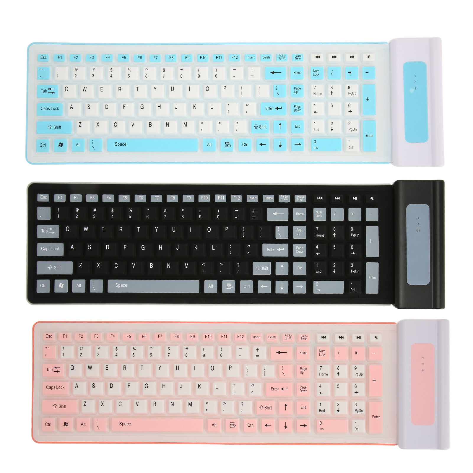 Silicone Keyboard 107 Keys Waterproof Dustproof Folding Two Colors 2.4G Wir Fit - Afbeelding 17 van 18