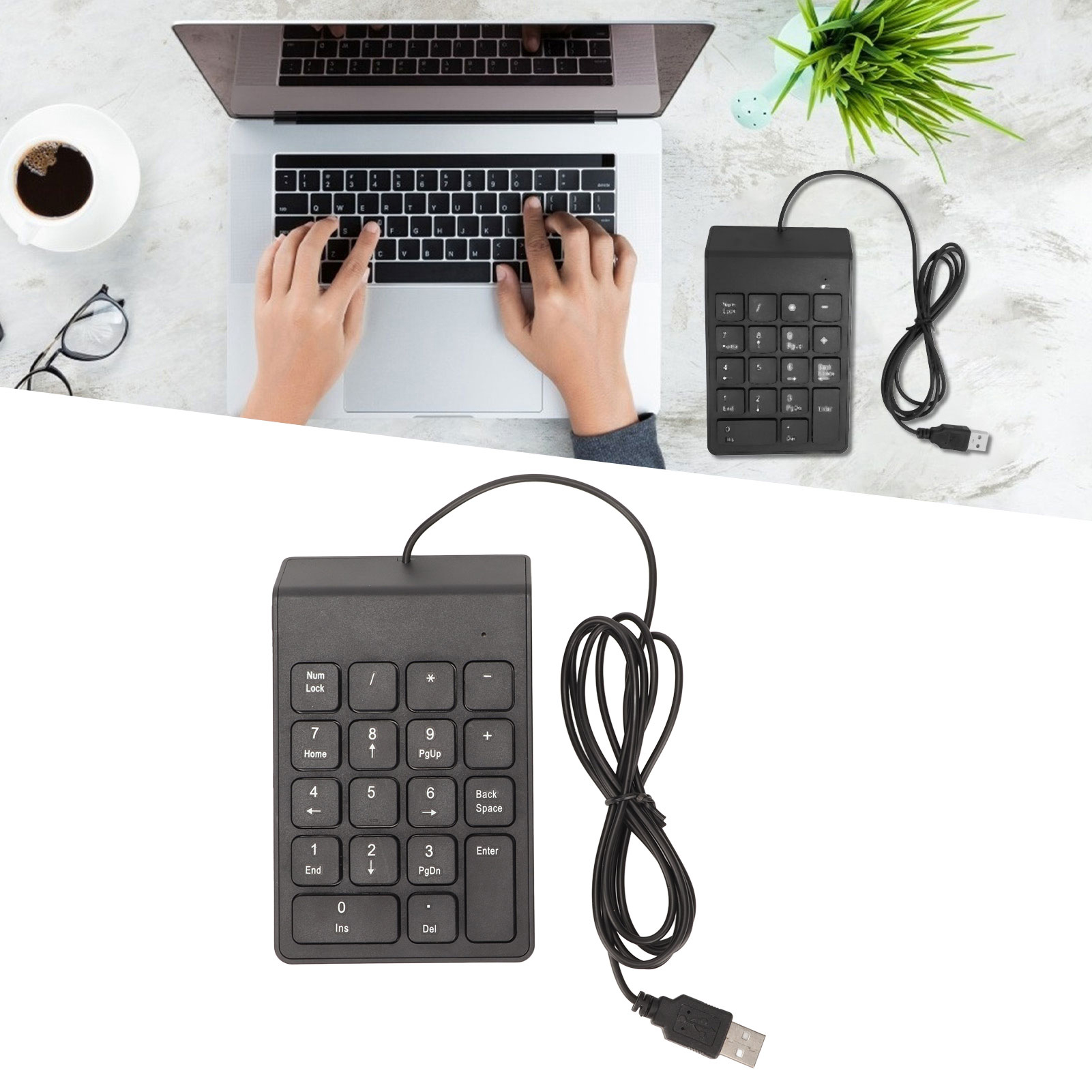 Wired Number Pad 18 Keys Ergonomic USB Plug And Play Quiet Typing Mini Numeri FY - Afbeelding 30 van 33