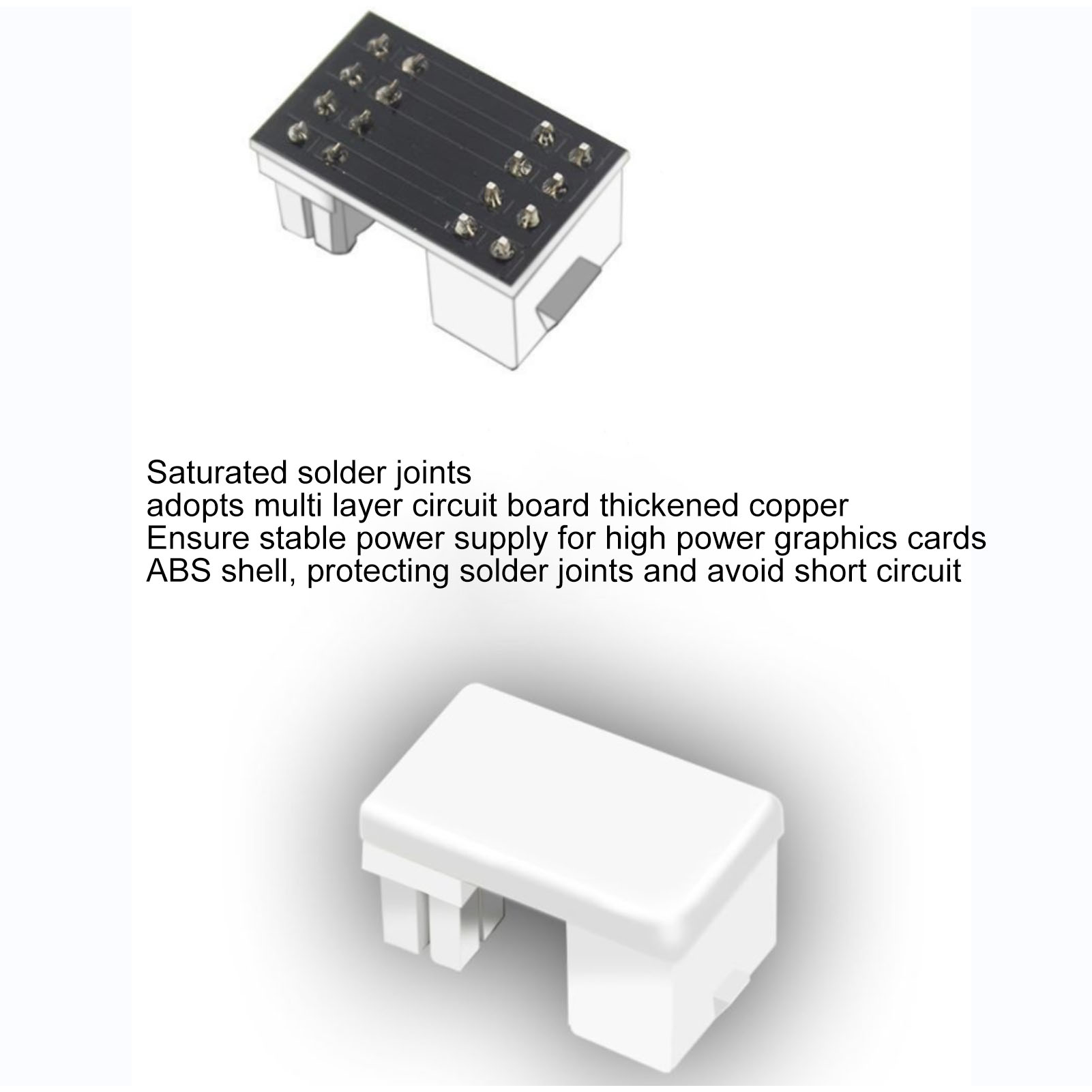 GPU PCIe Connector White 8Pin 180° ABS Shell Thick Copper Graphics Card Power CB - Afbeelding 27 van 28