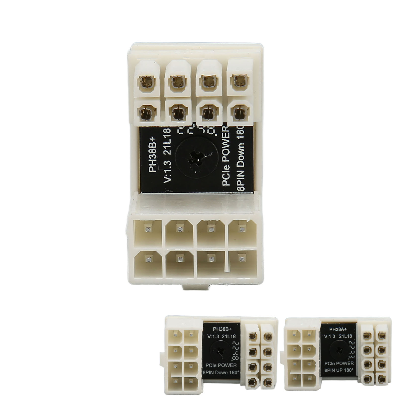 GPU PCIe Connector White 8Pin 180° ABS Shell Thick Copper Graphics Card Power CB - Afbeelding 24 van 28
