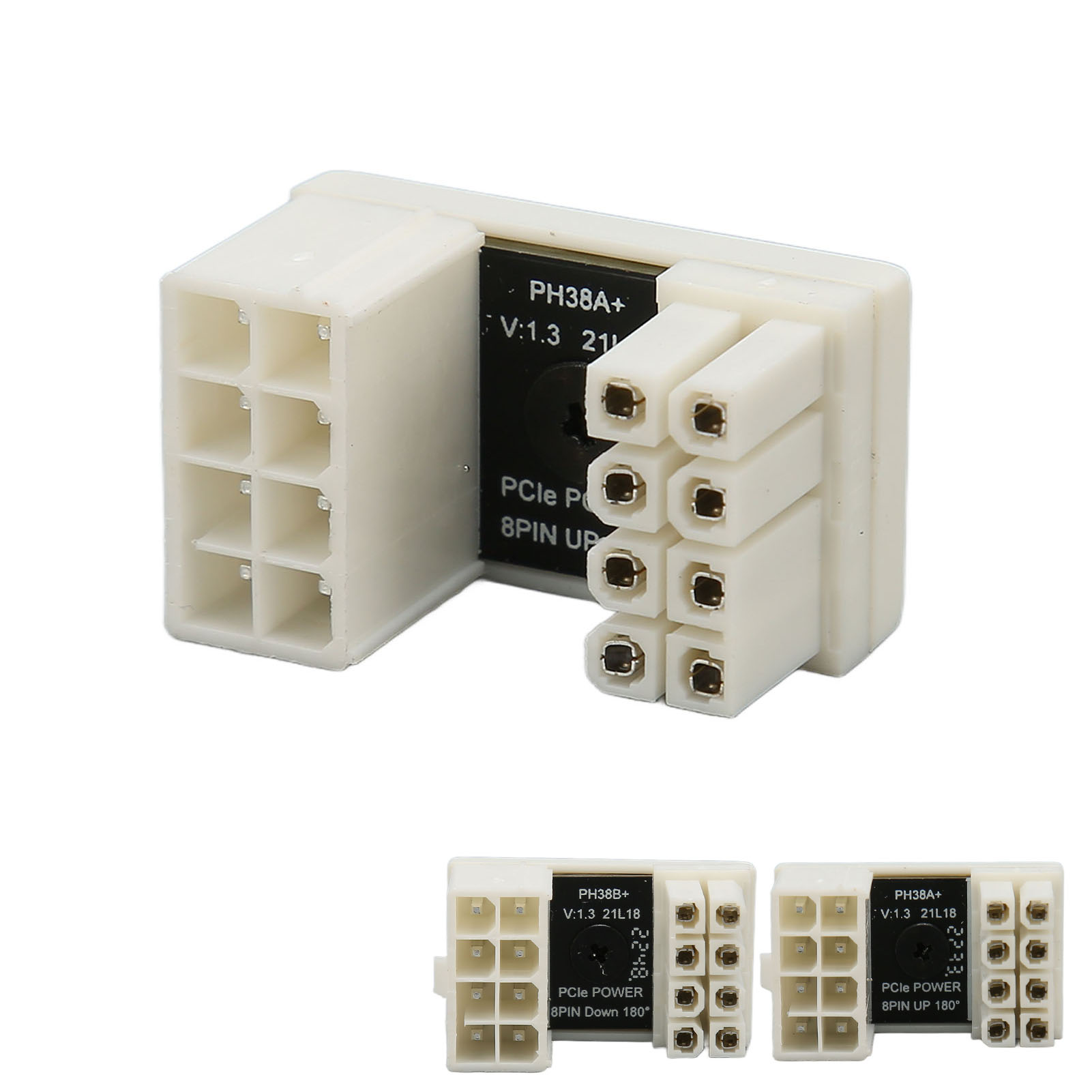 GPU PCIe Connector White 8Pin 180° ABS Shell Thick Copper Graphics Card Power FY - Afbeelding 26 van 28