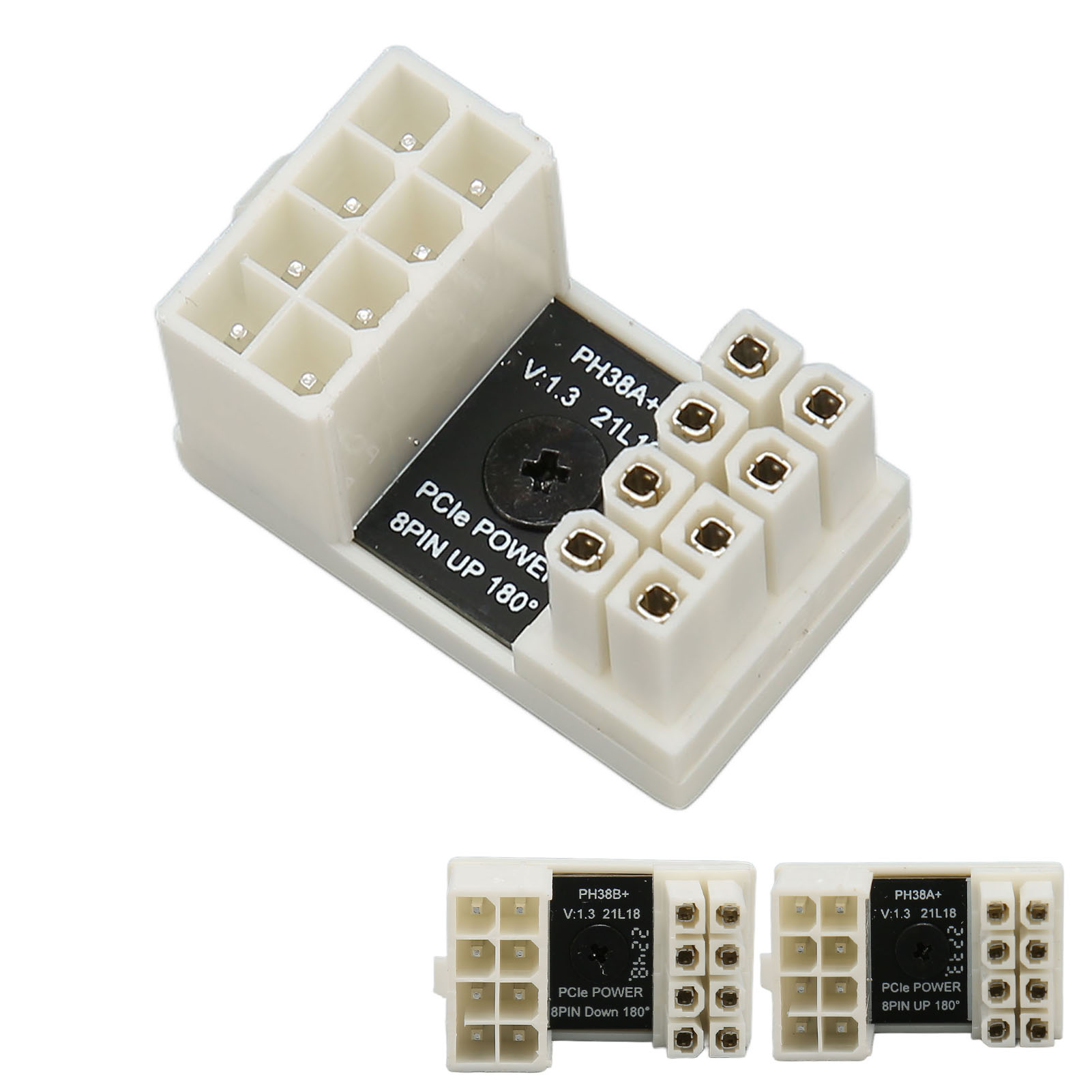 GPU PCIe Connector White 8Pin 180° ABS Shell Thick Copper Graphics Card Power CB - Afbeelding 23 van 28