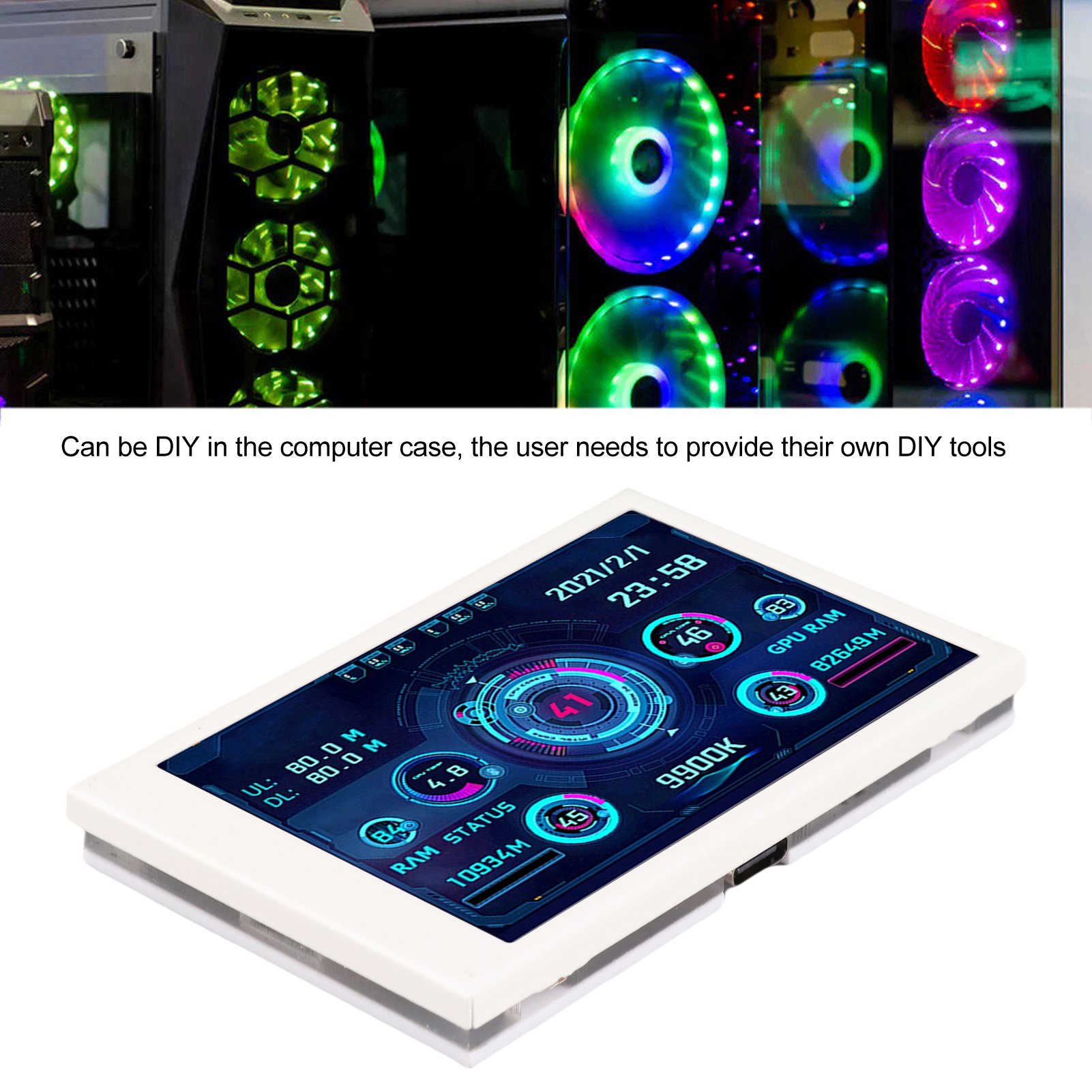 3.5in Computer Temp Monitor IPS Full View Display Small Screen For AIDA64 PC NEW - Afbeelding 13 van 18