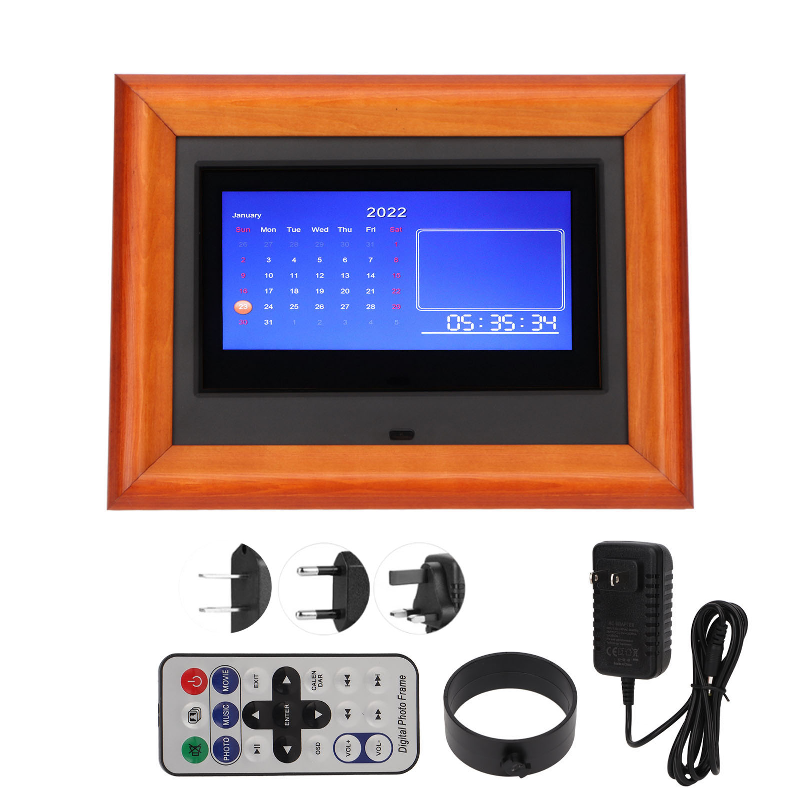 Digital Photo Frame 7in 800x480 Remote Control Timing Function Speaker Elect NEW - Afbeelding 17 van 18