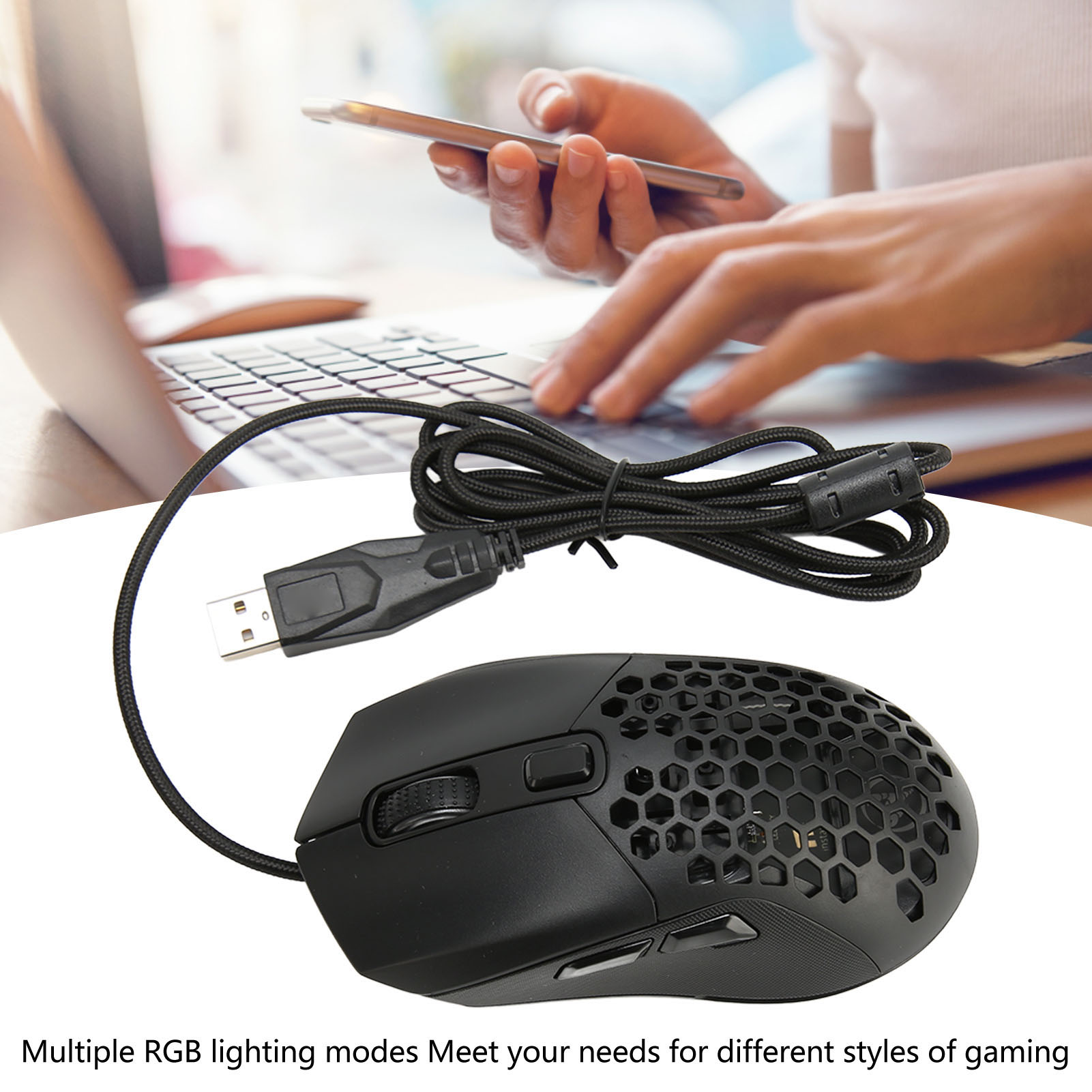 Gaming Mouse RGB Backlight 6 Programmable Buttons 7200 DPI Lightw DTS - Picture 29 of 30
