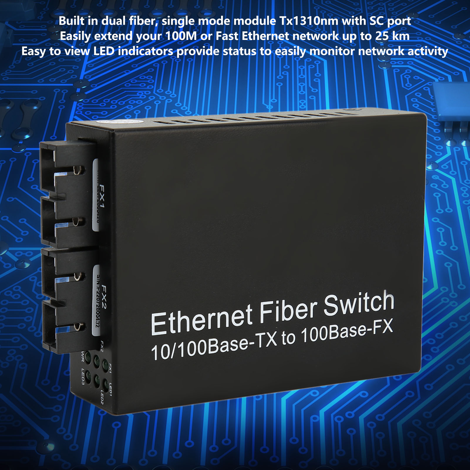 Fiber Media Converter Tx1310nm SC Dual Fiber Single Mode 100Mbps Fiber Optic ZZ1 - Picture 15 of 21