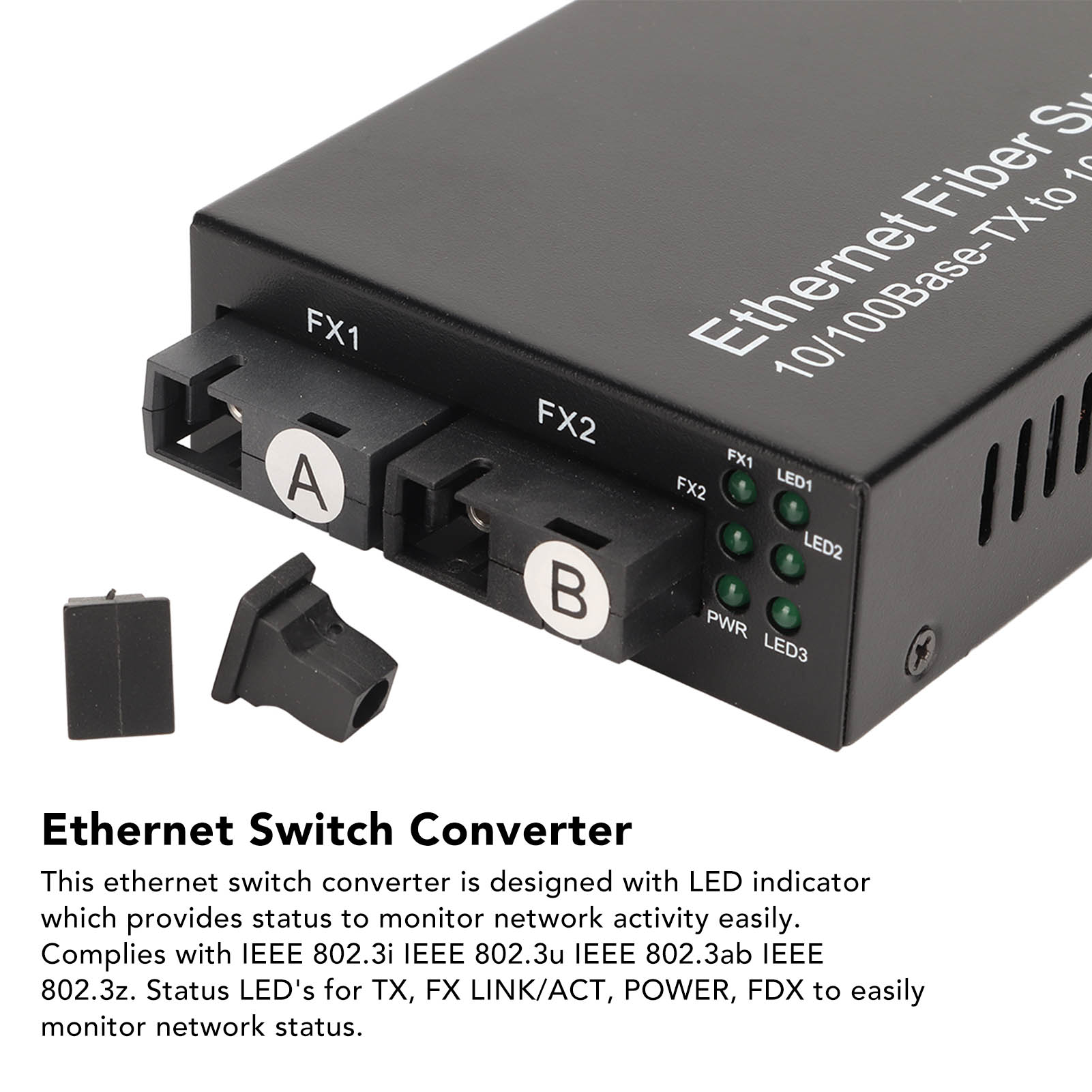 Ethernet Media Converter 100Mbps SC Single Fiber Singlemode RJ45 Port Fiber E DB - Photo 19/21