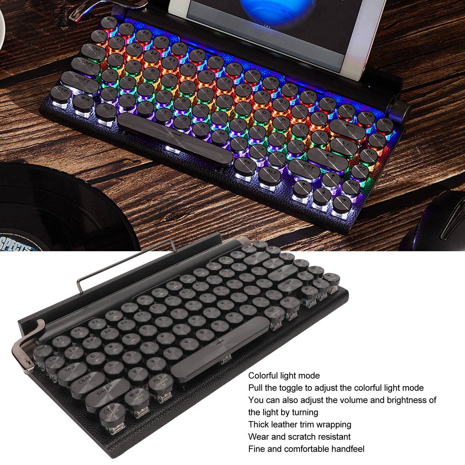 83 Keys BT Mechanical Keyboard Colorful RGB Backlight Wireless Retro Typewrit FY - Bild 29 von 30