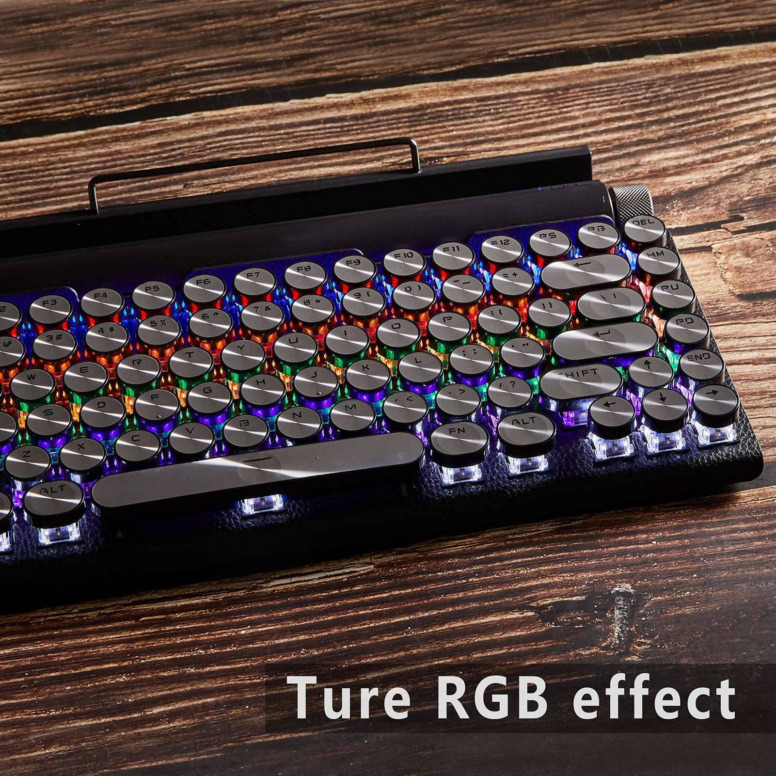 83 Keys BT Mechanical Keyboard Colorful RGB Backlight Wireless Retro Typewrit CB - Bild 26 von 30