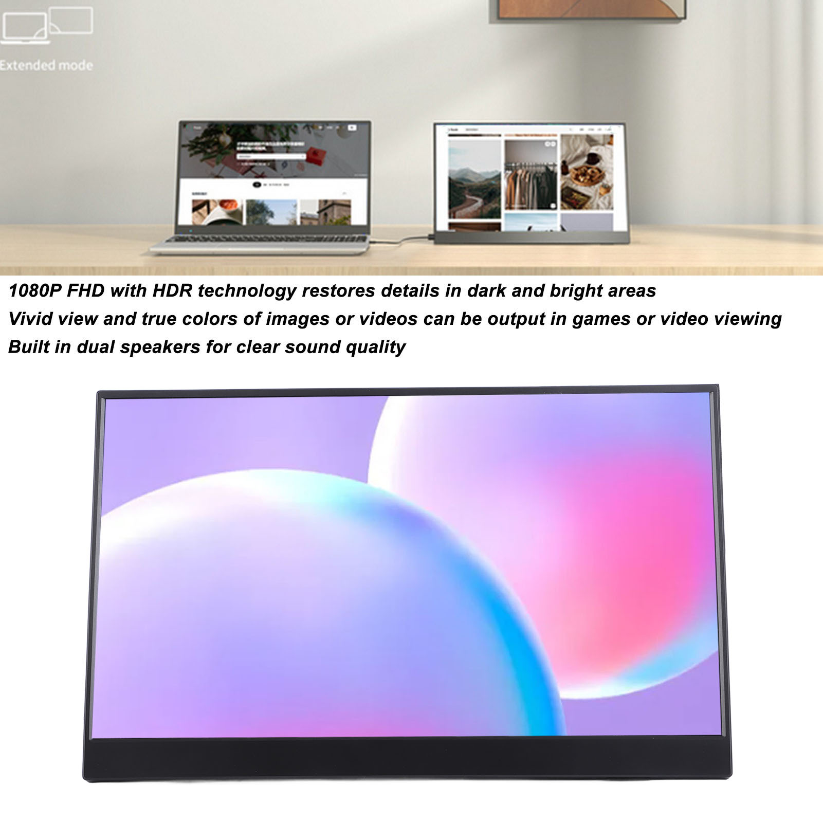 15.6in FHD Computer Display With HD Multimedia Interface Type C 178° 1080P I NEW - Afbeelding 13 van 21