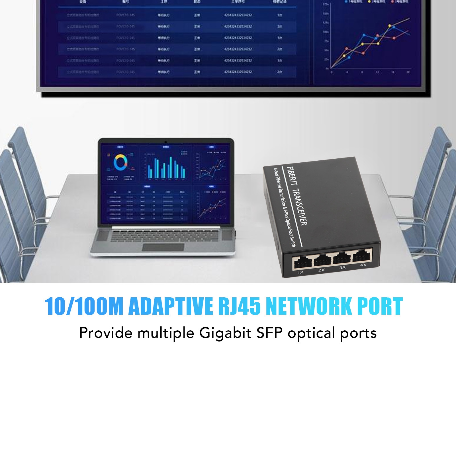 SFP Fiber Media Converter 1 Optical Port 4 Electrical Port Up To 120km RJ45 P CB - Afbeelding 25 van 32