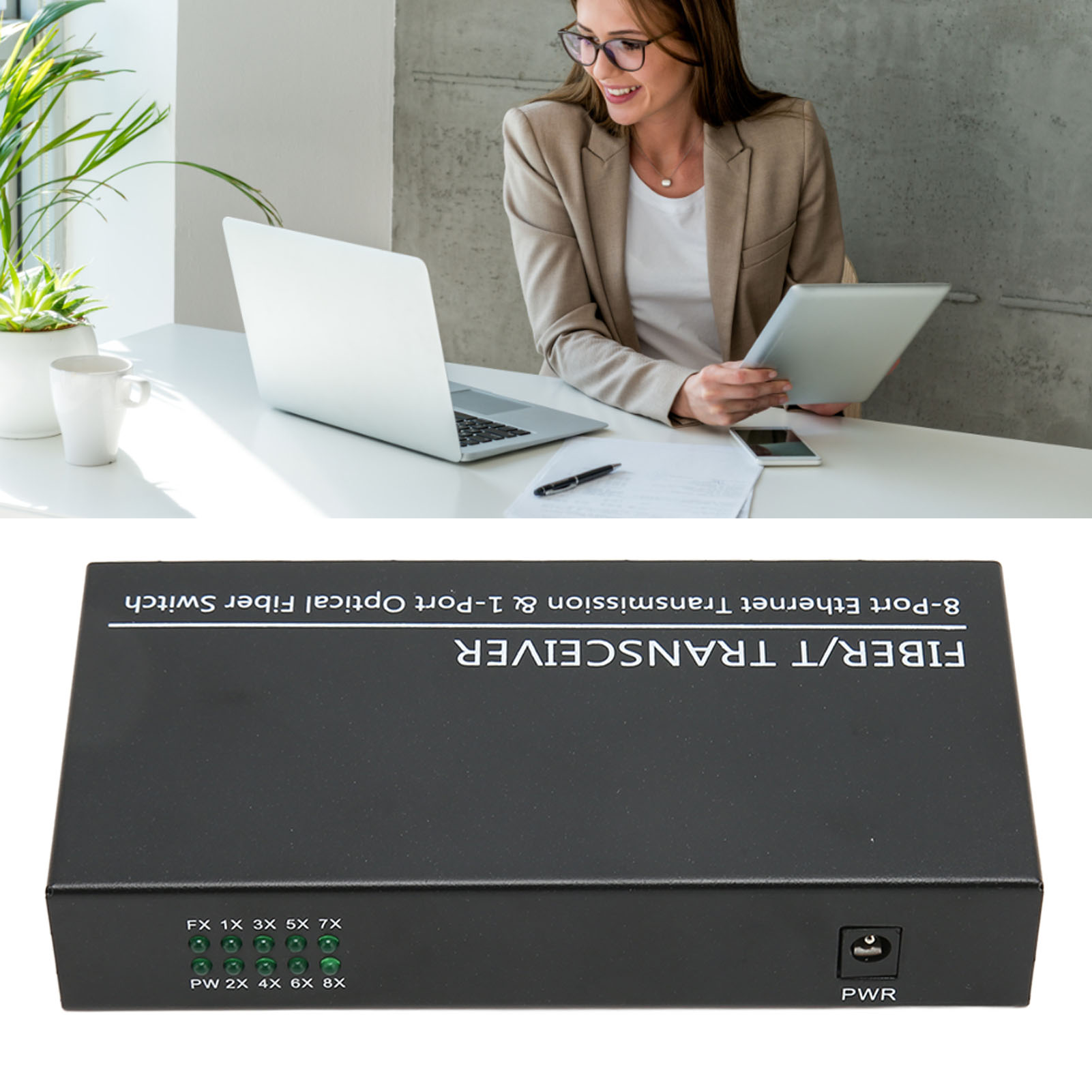 Ethernet Fiber Media Converter 1 Optical Port 8 Electrical Port 10 100M SFP O DB - Photo 14/21