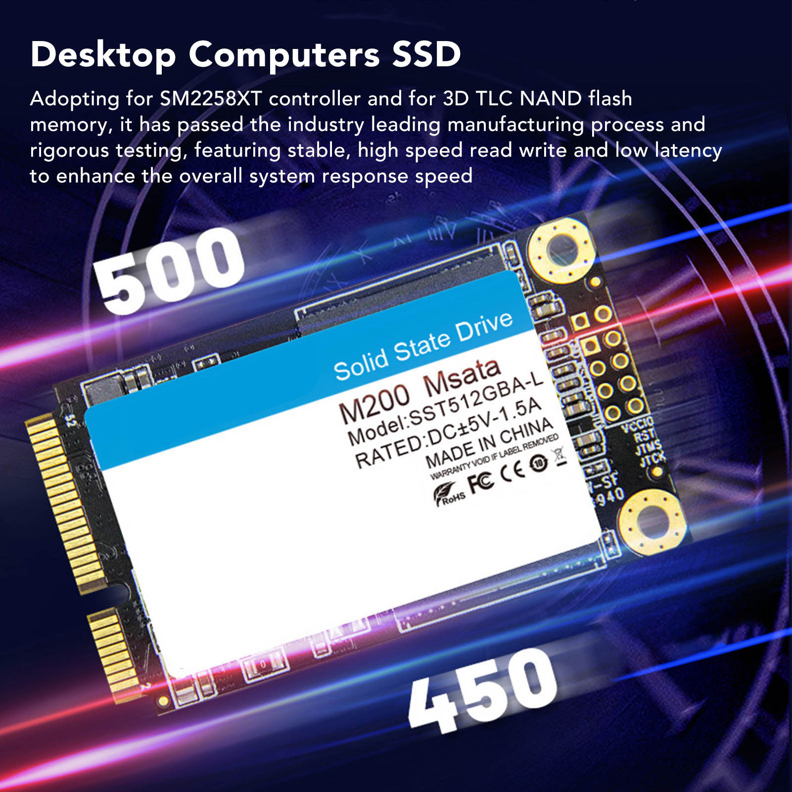 MSATA SSD 500MB/S Read Speed 450MB/S Write Speed High Speed 3D TLC NAND FY - Afbeelding 30 van 34