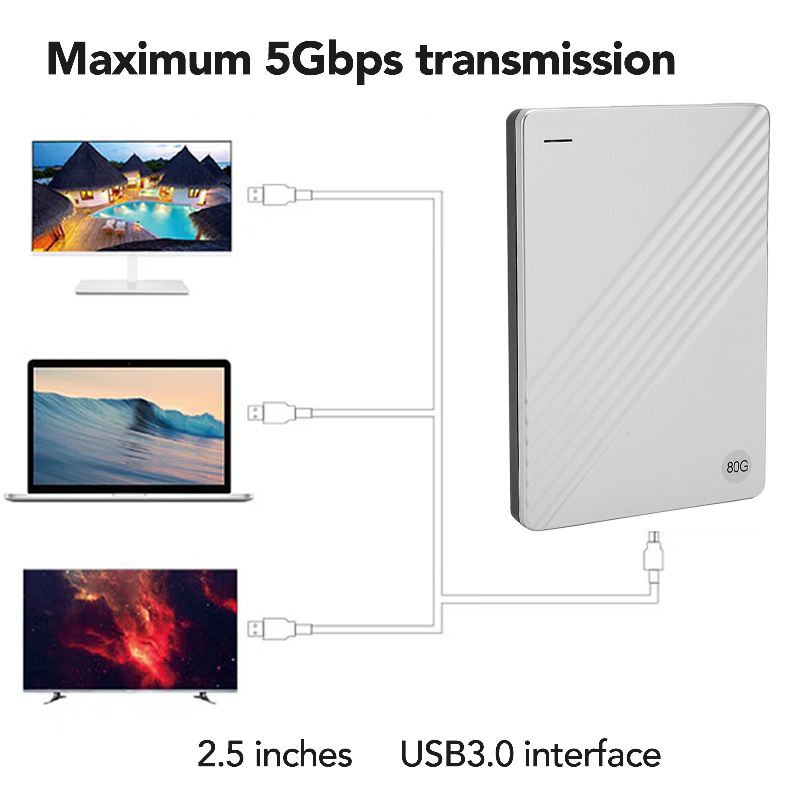 External Hard Drive Ultrathin 2.5in USB 3.0 Plug And Play Mobile Hard Disk F SAL - Afbeelding 35 van 52