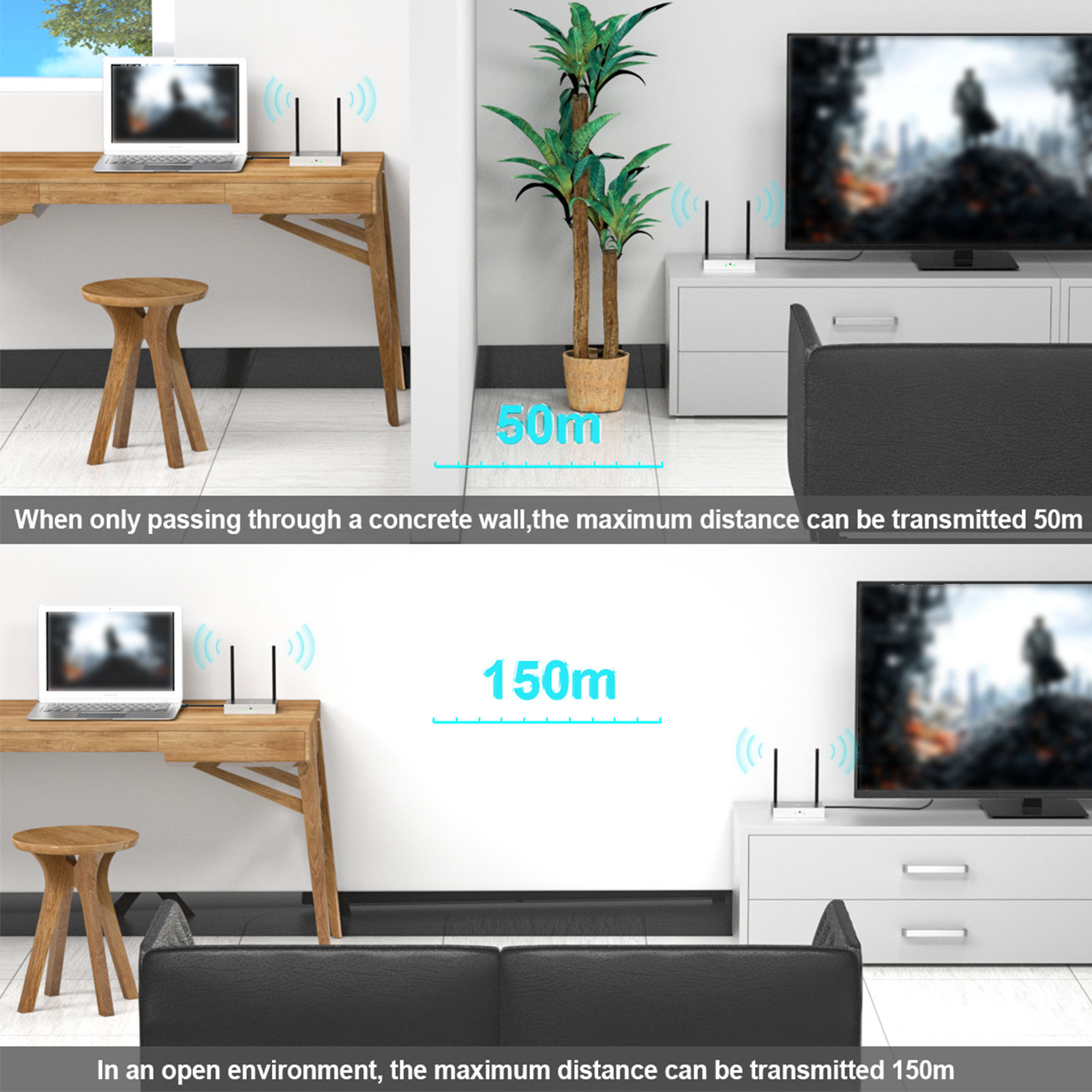 HD Multimedia Interface Extender Kit 1080P IR Remote Control Wall Penetratin NEW - Afbeelding 15 van 18