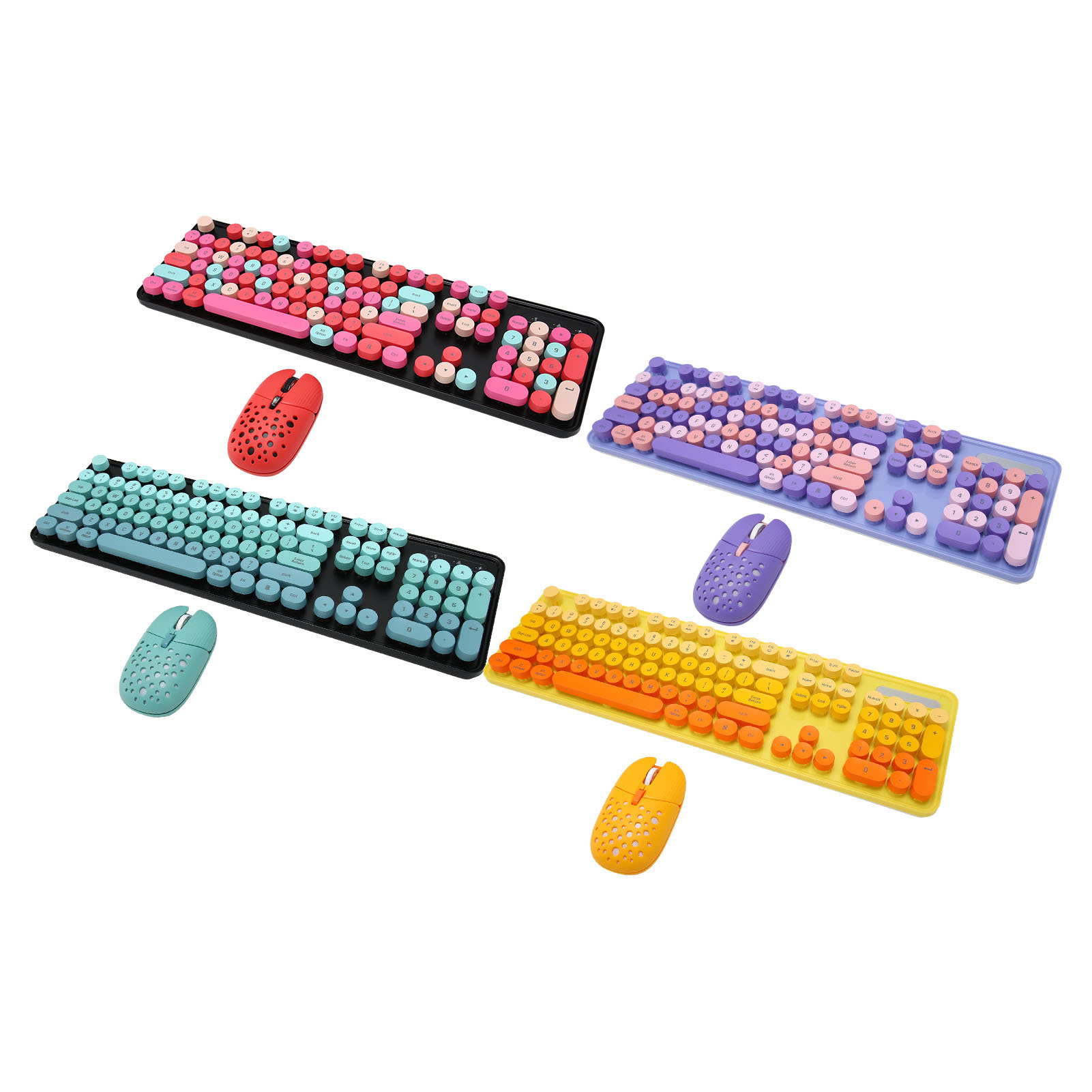 Wireless Keyboard And Mouse Combo 2.4G Wireless Mode Easy Operate Retro Punk FY - Afbeelding 30 van 30