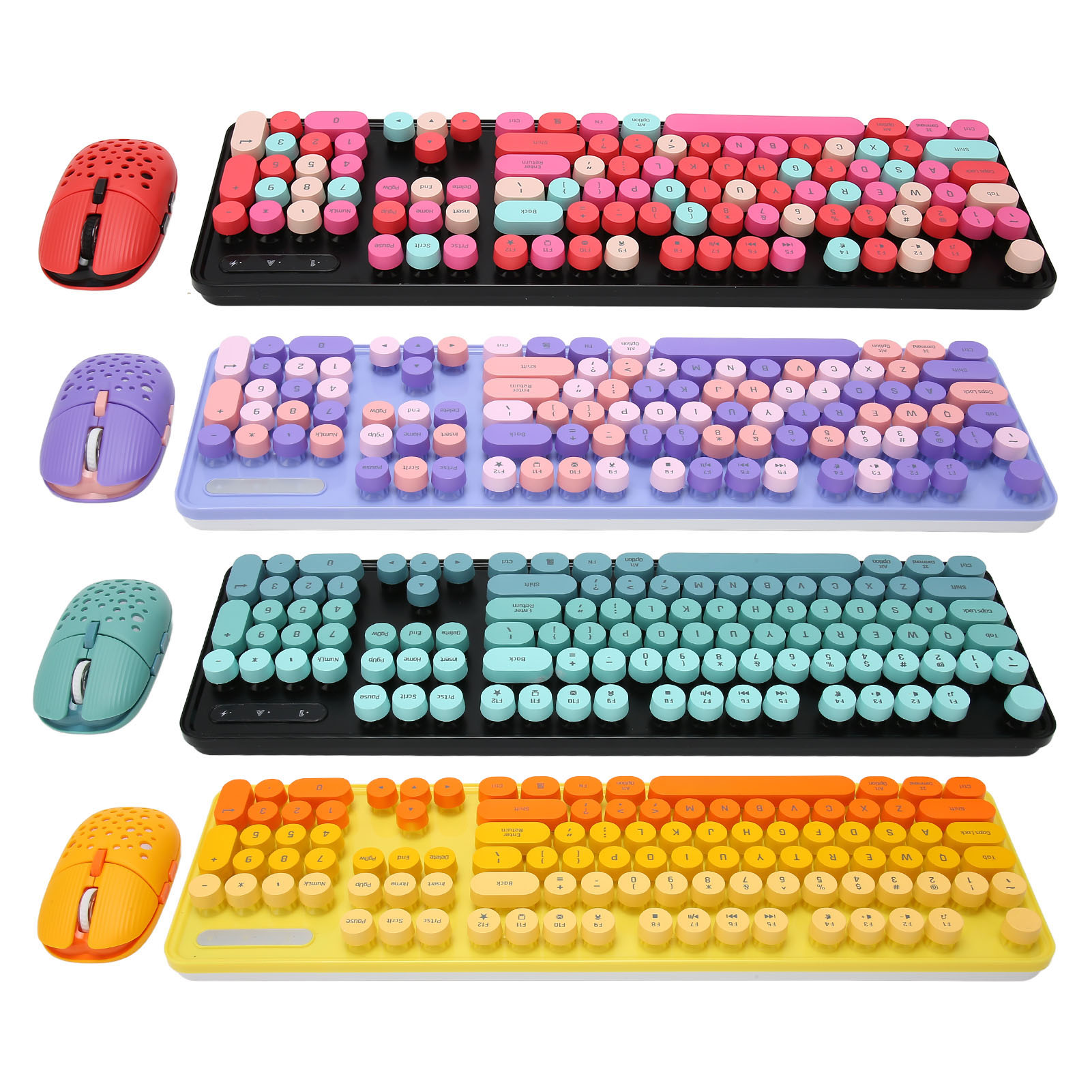 Wireless Keyboard And Mouse Combo 2.4G Wireless Mode Easy Operate Retro Punk FY - Afbeelding 25 van 30