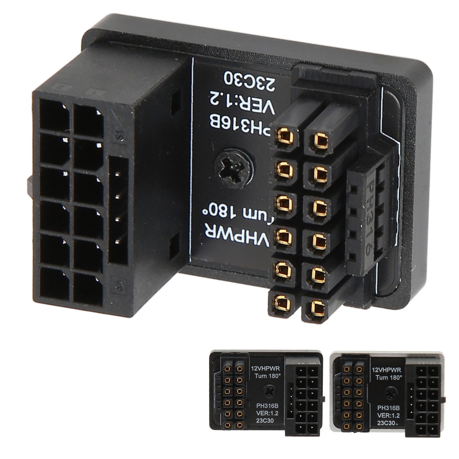 ATX 16Pin Male To 16pin Female 180° Angled Adapter 12V PCIe5.0 HPWR GPU U Tur FY - Afbeelding 24 van 28