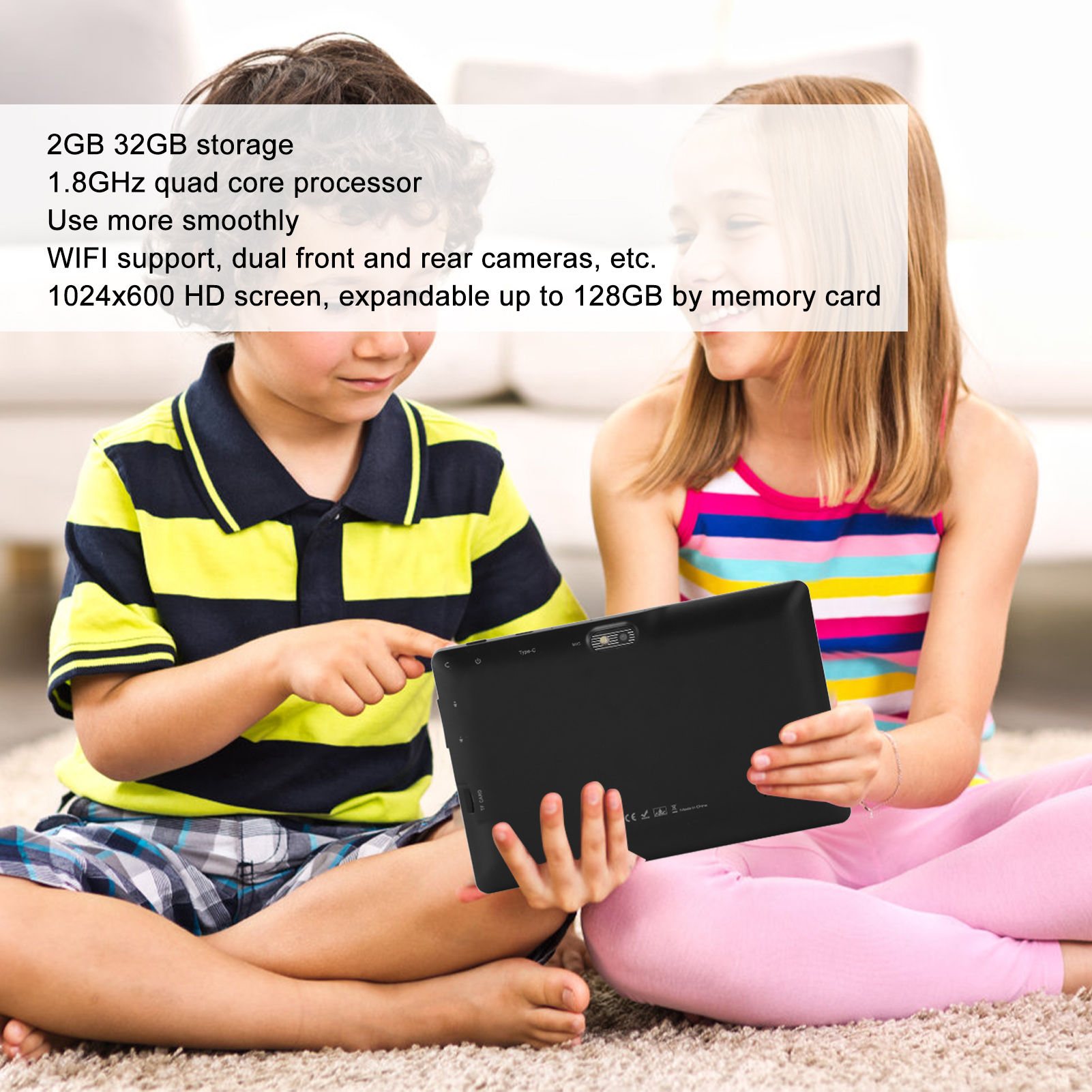 Tablet infantil 7 pulgadas 2 GB 32 GB procesador Quad Core doble cámara diseño 3D pequeño conjunto - Imagen 30 de 30