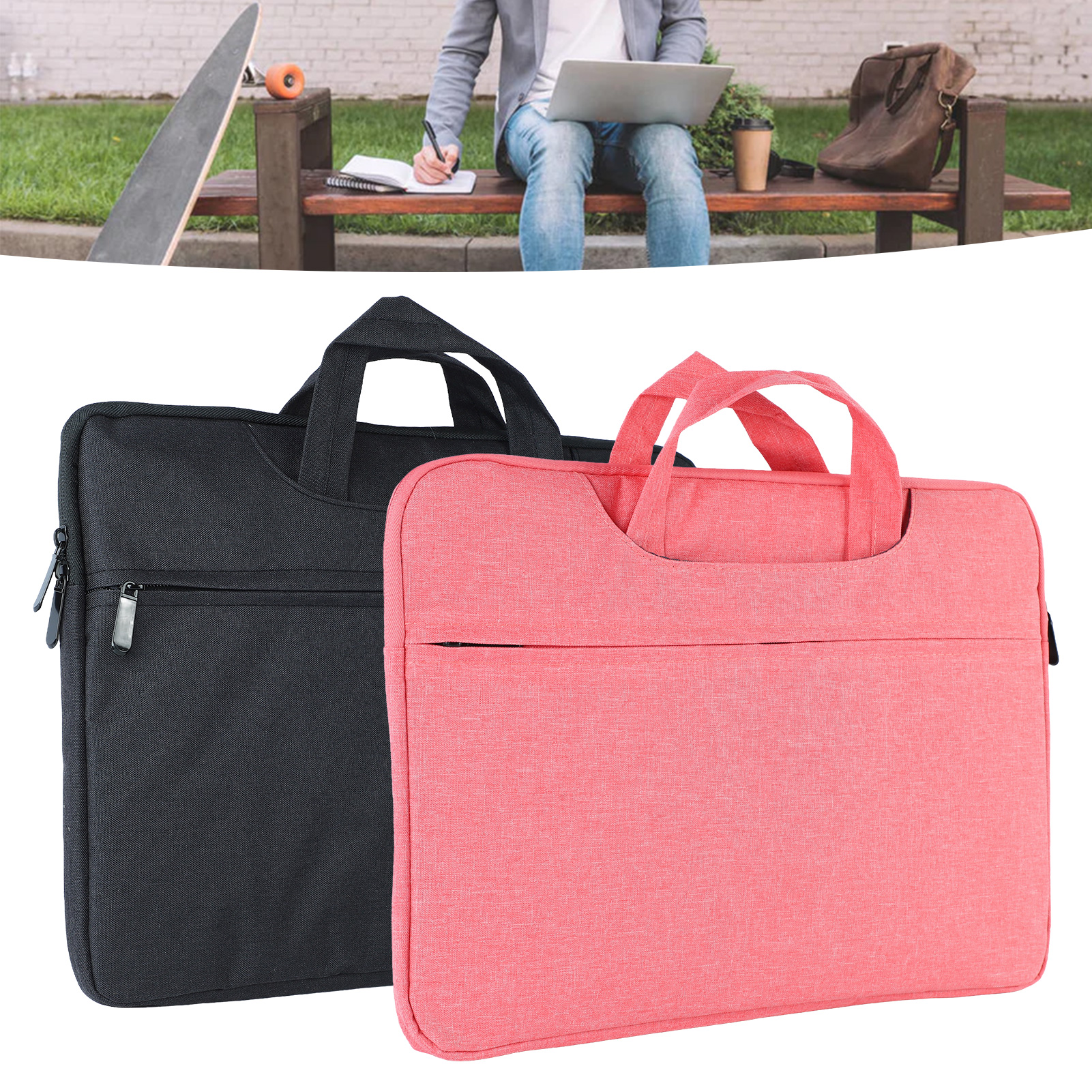 15.6in Laptop Bag Stylish Lightweight Water Resistant Oxford Cloth Slim Compu FY - Afbeelding 28 van 28