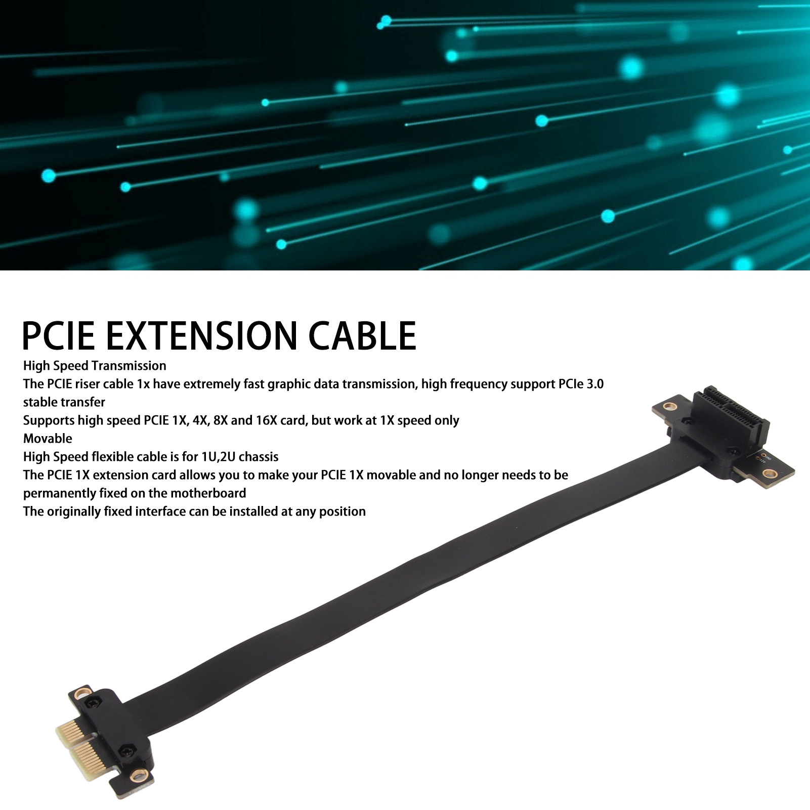 PCIE 3.0 1X Extension Cable 90° Right Angle PCIE Riser Card Ribbon Extender F FY - Afbeelding 25 van 34