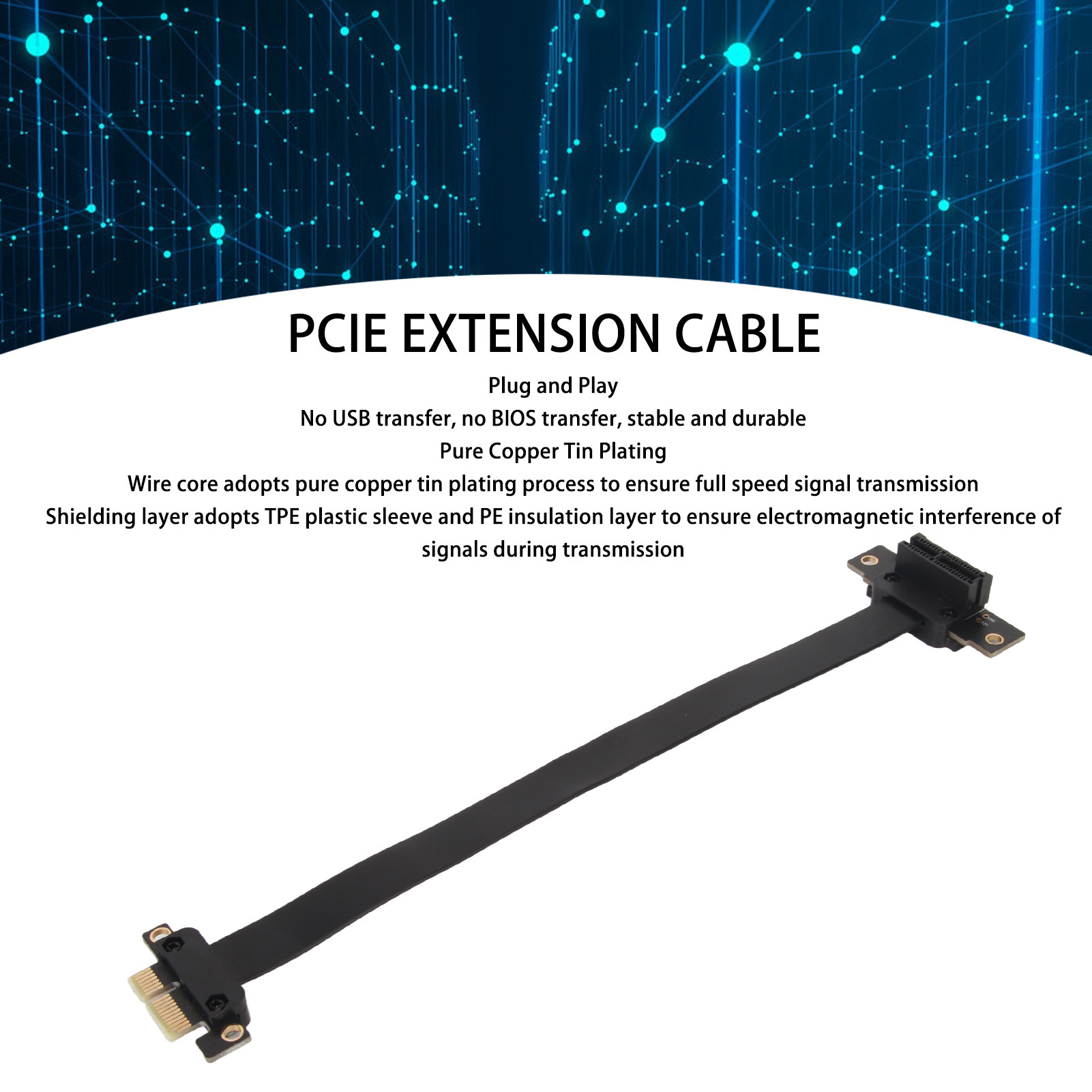 PCIE 3.0 1X Extension Cable 90° Right Angle PCIE Riser Card Ribbon Extender SAL - Afbeelding 26 van 34