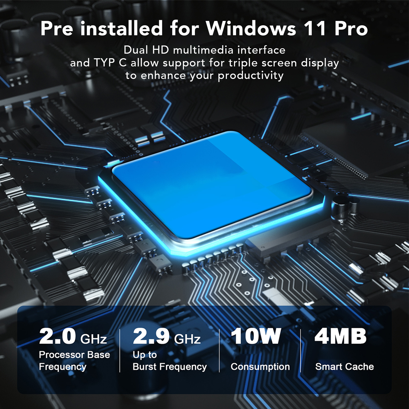 Mini PC For 11 Pro Up To 2.9GHz Support 4K 60Hz 2.4GHz 5GHz WIFI BT5 PLM - Picture 15 of 18