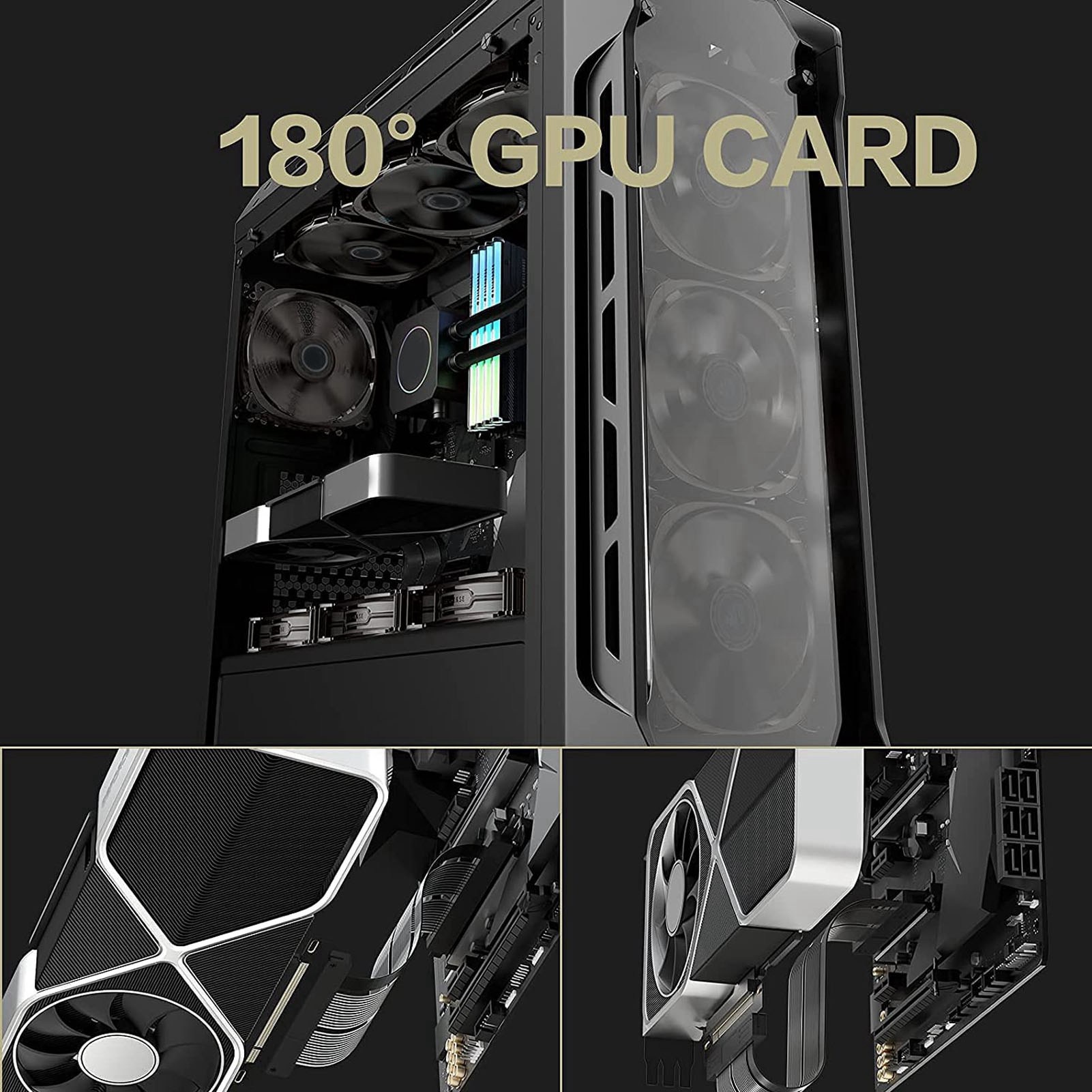 PCIE 4.0 X16 Extreme Flexible 180° High Speed GPU Extension Card Riser Cable NEW - Afbeelding 14 van 30
