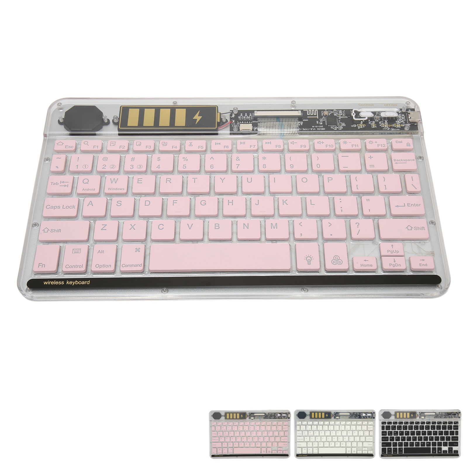 10in Transparent Wireless BT Keyboard Multi Device Connect Backlight Ultra Th CB - Bild 28 von 33