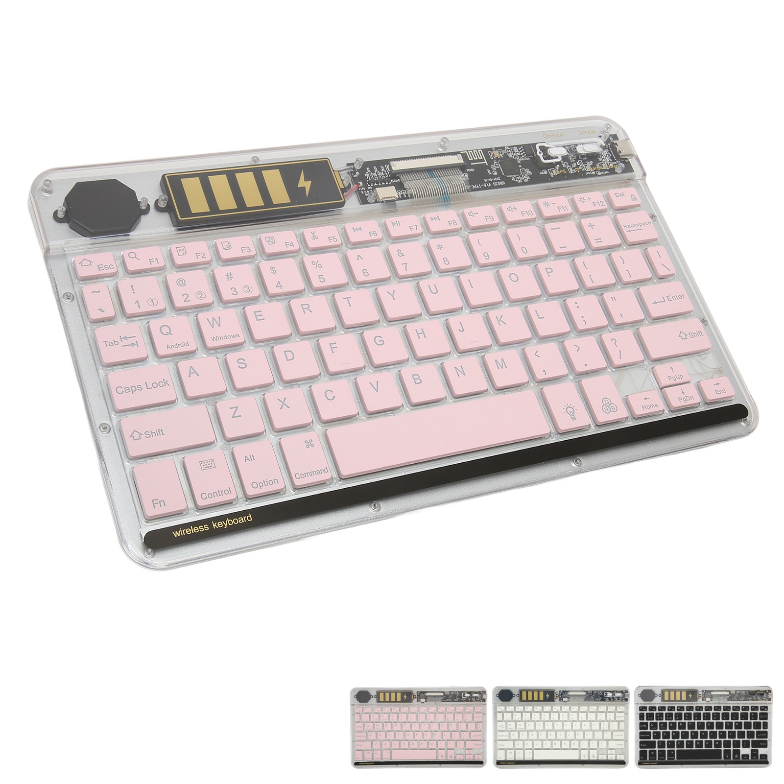10in Transparent Wireless BT Keyboard Multi Device Connect Backlight Ultra Th CB - Bild 33 von 33