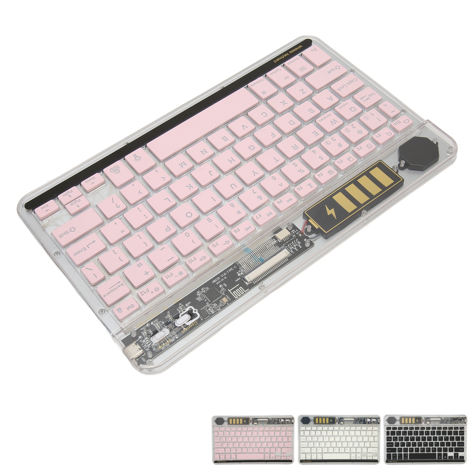 10in Transparent Wireless BT Keyboard Multi Device Connect Backlight Ultra Th CB - Bild 31 von 33